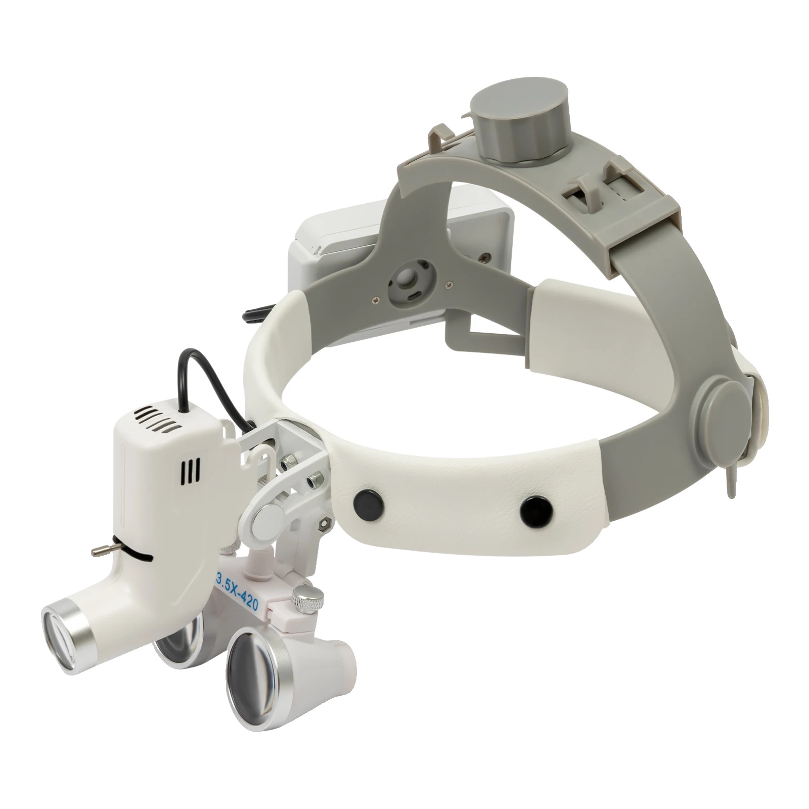 Medizinisches Binokular-magnifier, Dimmbares Led-licht, Verstellbares Kopfband, Weiss, 3.5x