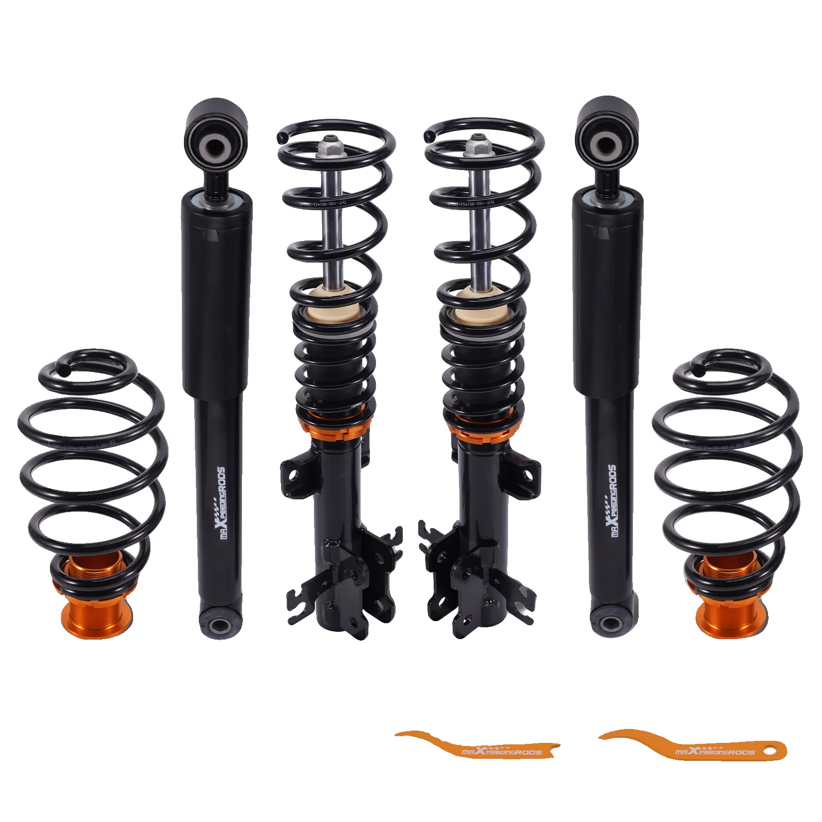 Gewindefedern, Vorderachse Tieferlegung 30-75mm, Hinterachse Tieferlegung 30-70mm, Federrate Vorderachse 6 Kg/mm, Federrate Hinterachse 3 Kg/mm,