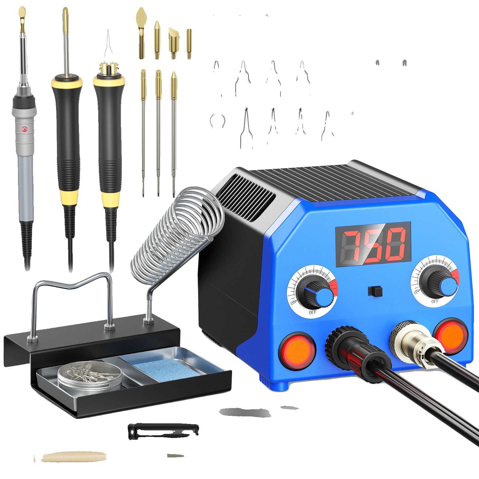 Holzbrandset, Dual-port-design, Einstellbare Temperaturregelung, Blau