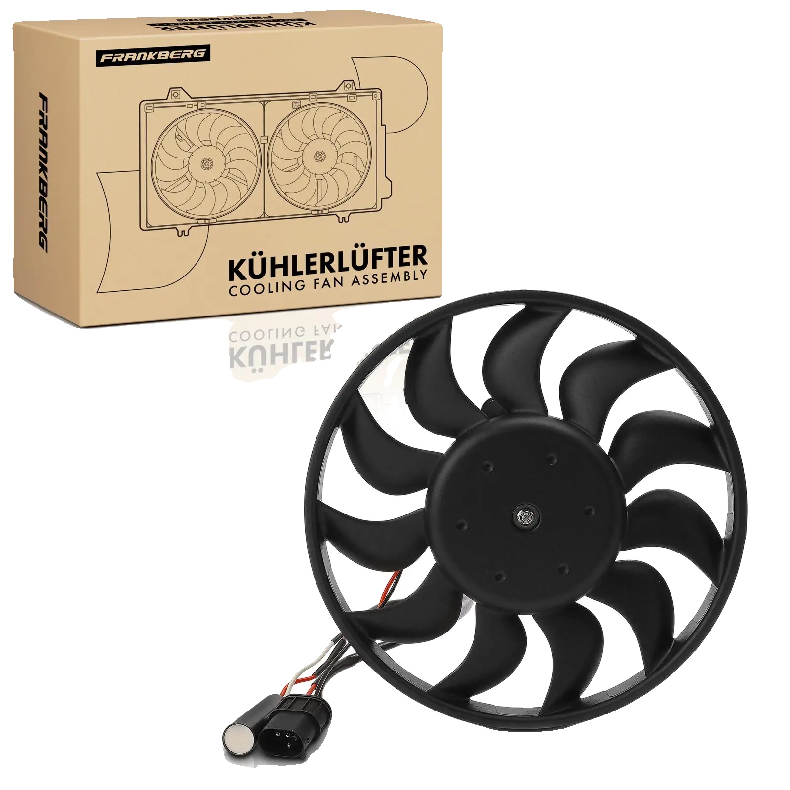 Kühlgebläse Motor, 11 Lüfterblätter, 280 Mm Durchmesser, 13,5 V Spannung, 150 W Nennleistung, 3 Anschlusskontakte