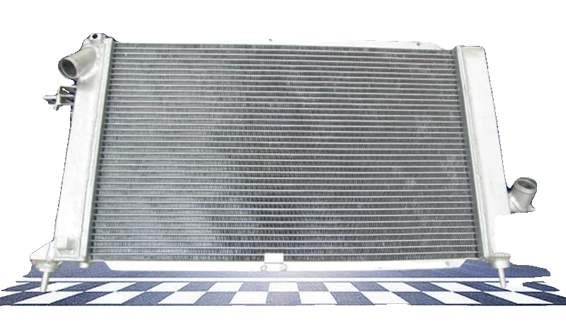 Aluminiumkühler, Kernmaß 600 Mm X 370 Mm X 36 Mm, Gesamtmaß 840 Mm X 400 Mm X 115 Mm, Oberer Auslass 35 Mm, Unterer Auslass 35 Mm, 2 Reihen
