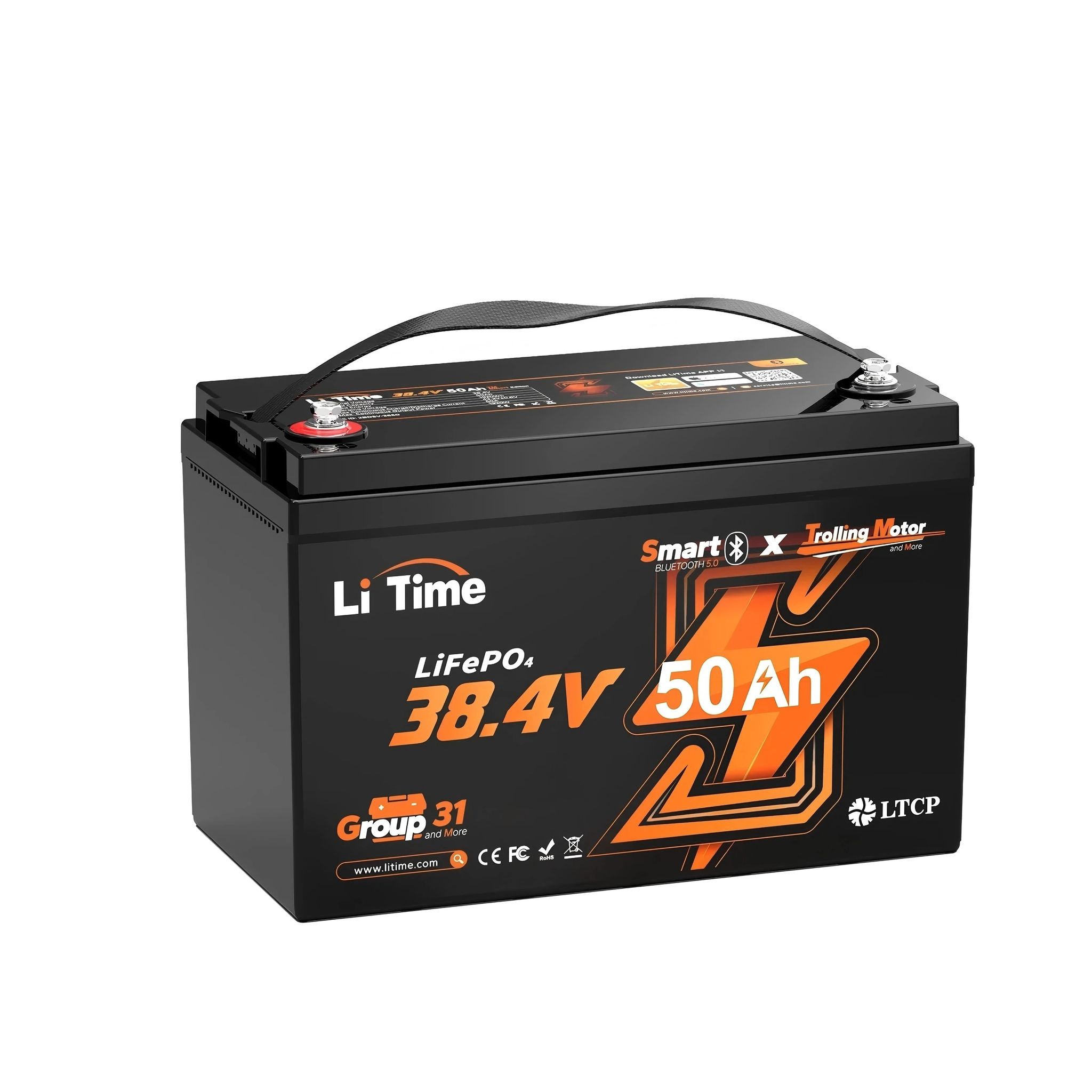 Lifepo4-batterie, Mit Tiefen Entladungen, 1920wh, 15000 Zyklen, 50ah, Bluetooth-überwachung, Schwarz