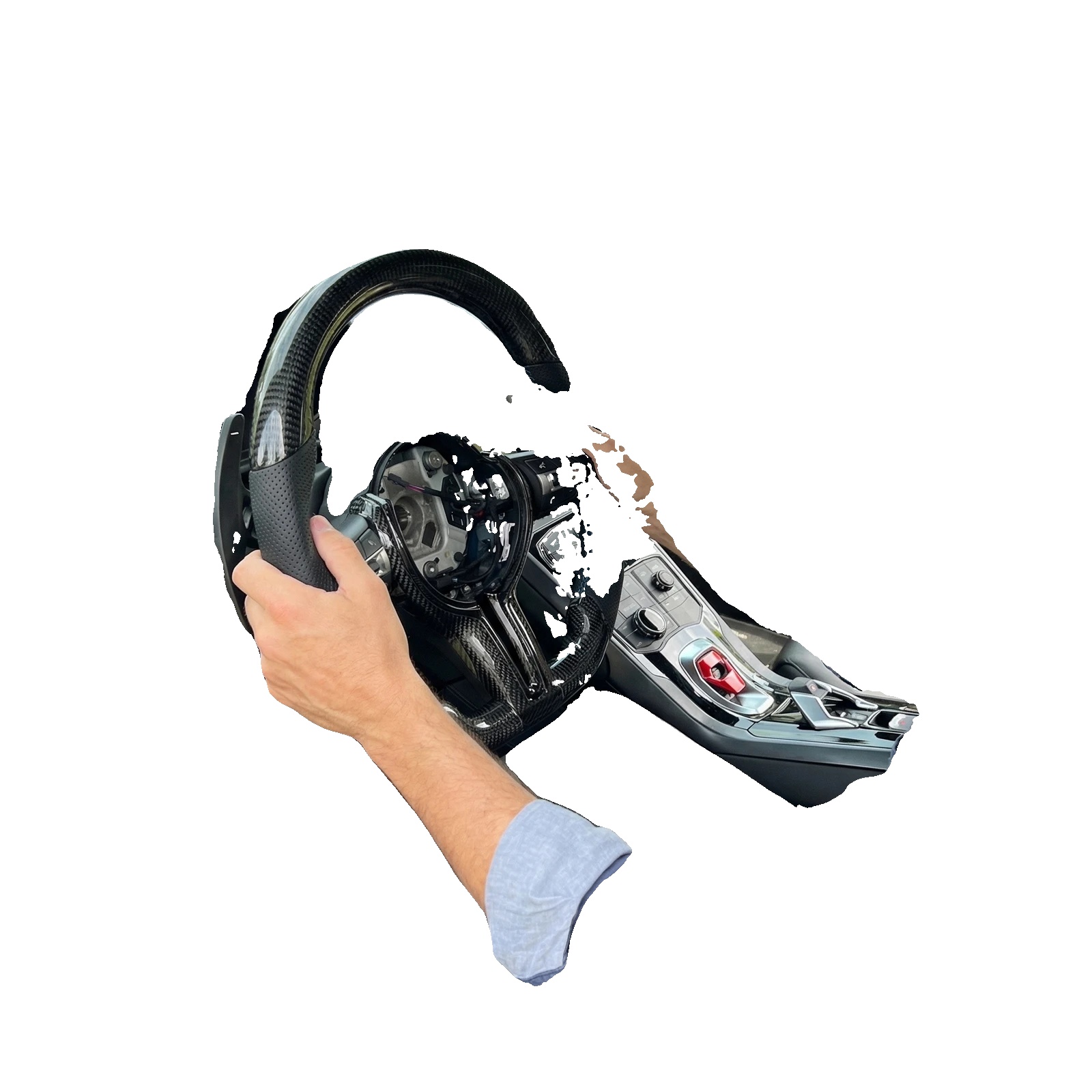 Sportlenkrad, Echtes Carbonfaser, Verbesserter Grip, Kohlenstofffaser Schwarz