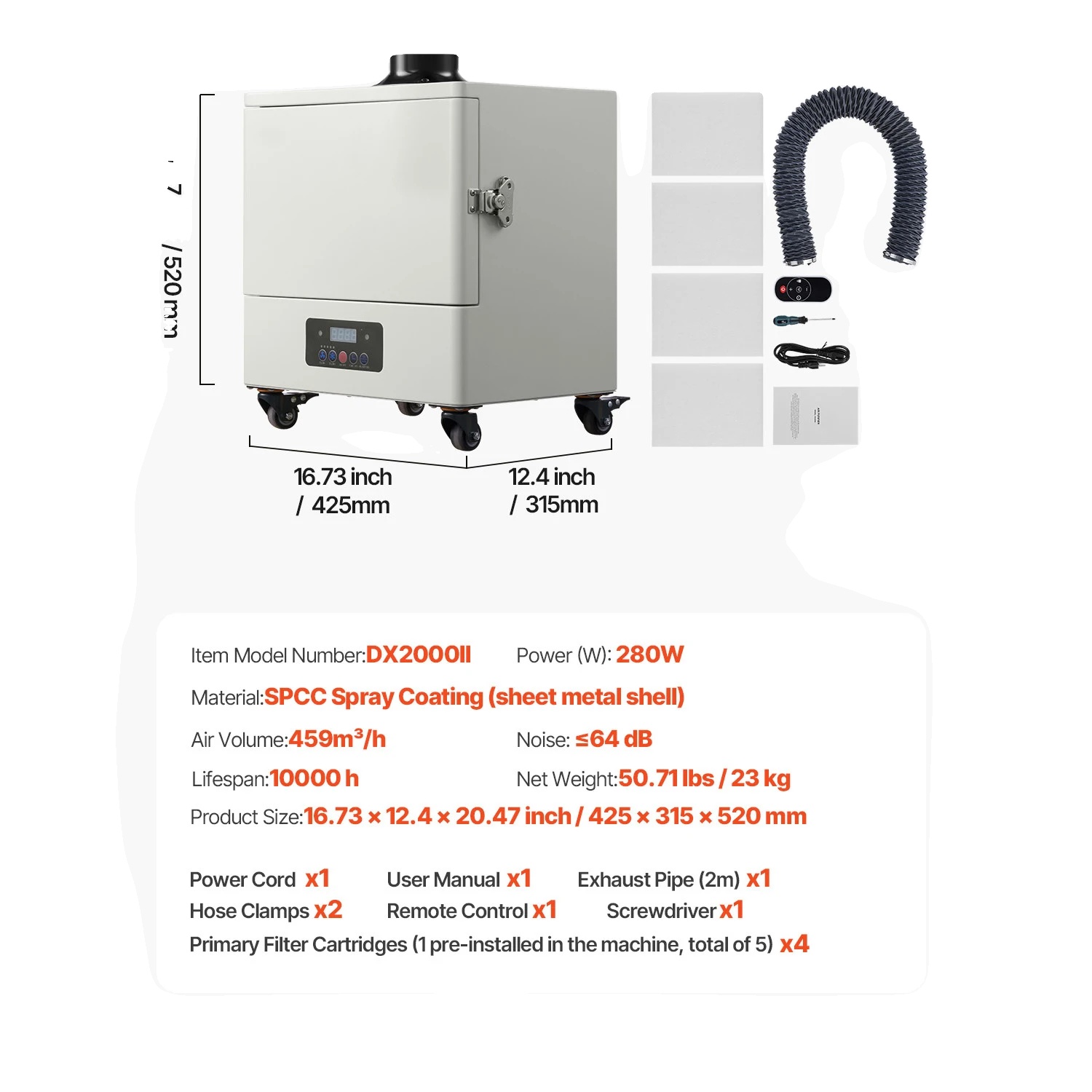 Lötrauchabsauger, Leistungsstarker Luftstrom, Dreistufige Filtration, Dx2000ii