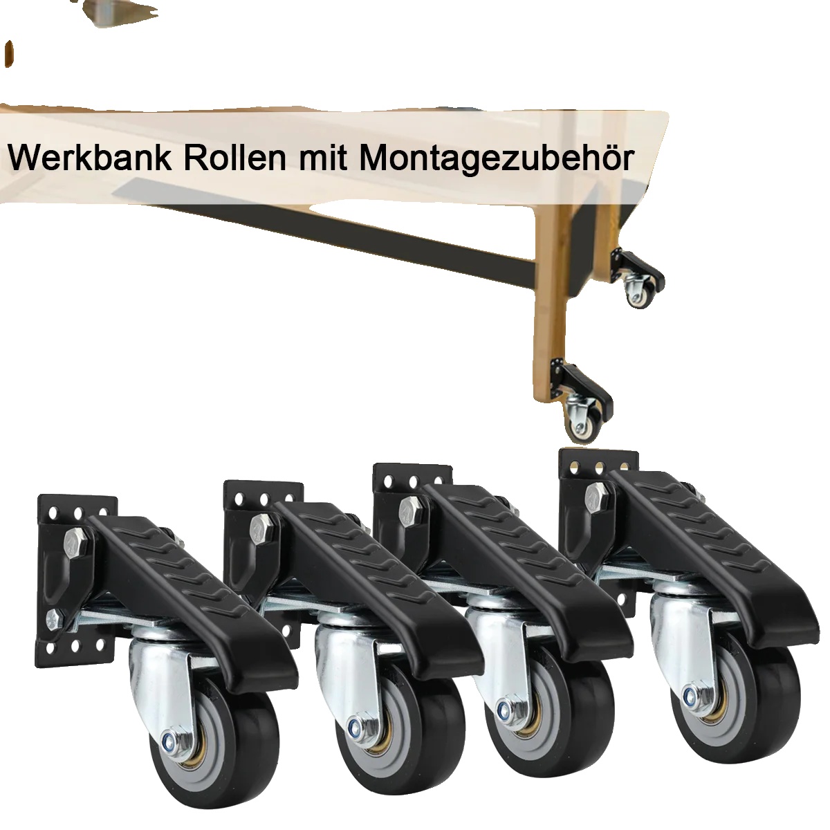 Werkbankrollen, Tragfähigkeit 200 Kg, 360-grad-schwenk, Montageschiene Mit 6 Löchern, Geeignet Für Tische Und Schränke, Langlebige Stahlkonstruktion