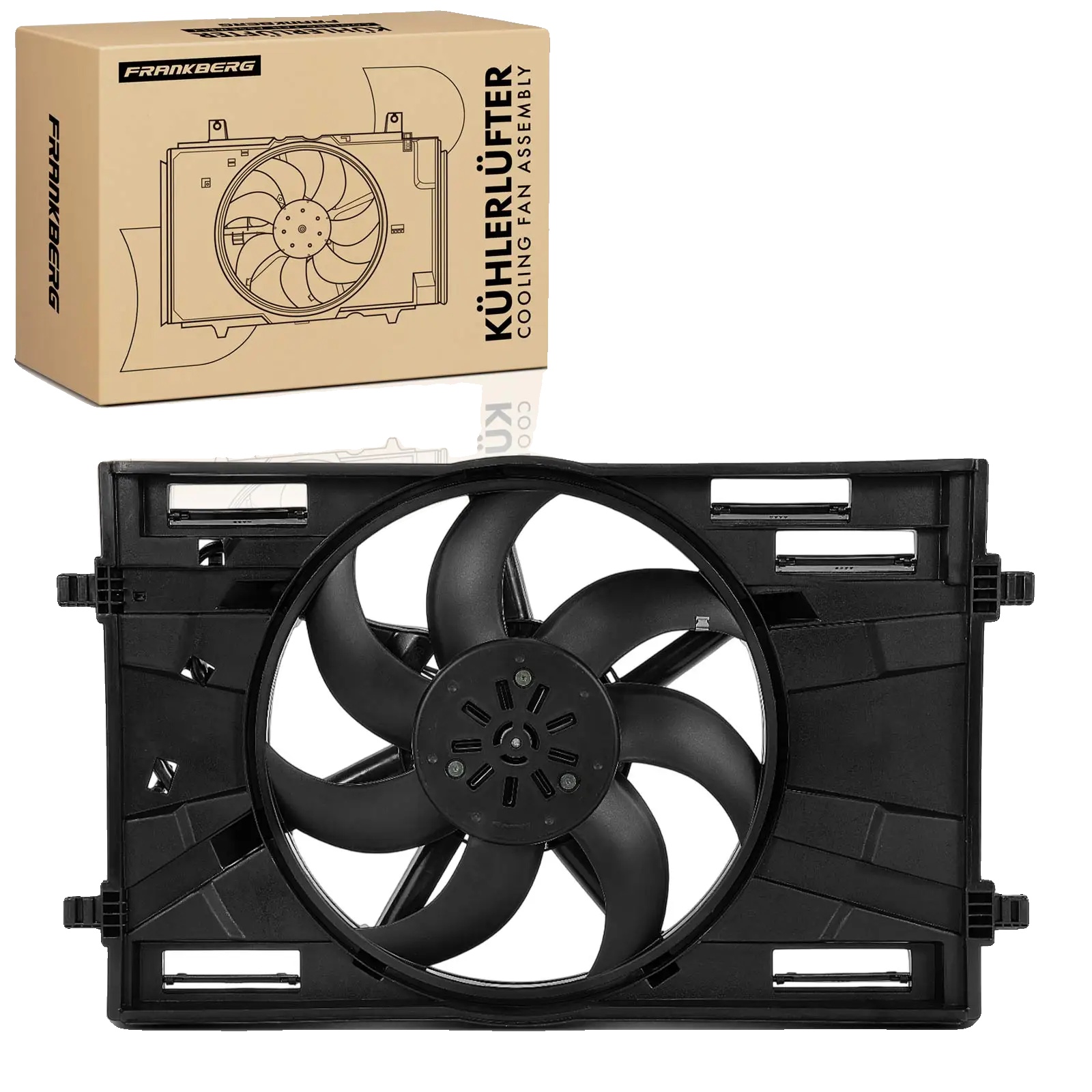 Motor-kühlgebläse, Durchmesser 402 Mm, Spannung 12 V, Nennleistung 340 W, 7 Lüfterblätter, Kompatibilität Mit Europäischen Automarken
