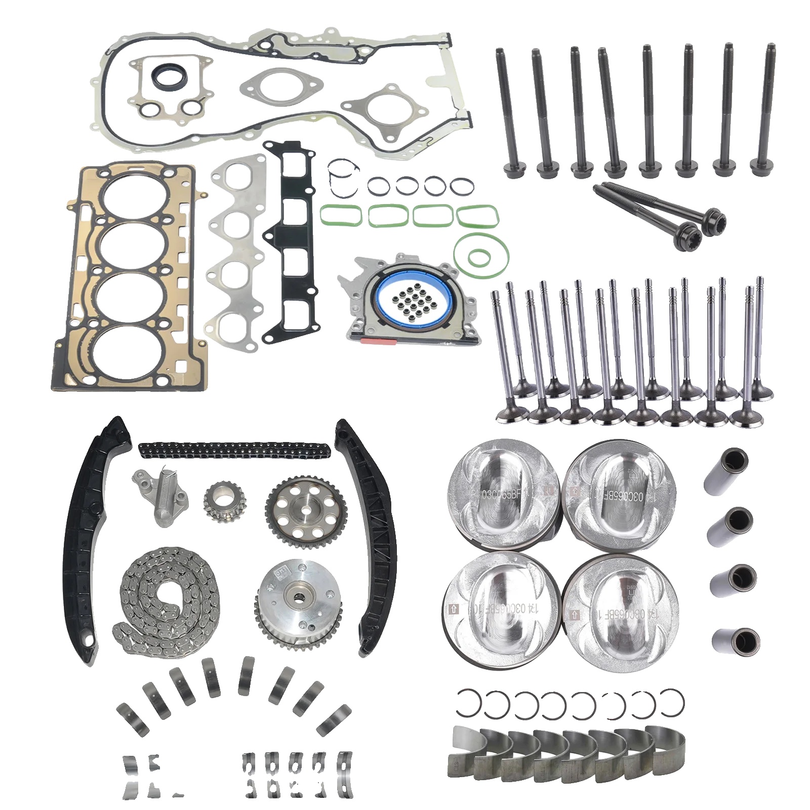 Steuerkettensatz, Stahl- Und Aluminiumkonstruktion, Kompatibel Mit Audi Und Skoda, Standardlänge Der Steuerkette, Standardkolbengröße, Optimierte