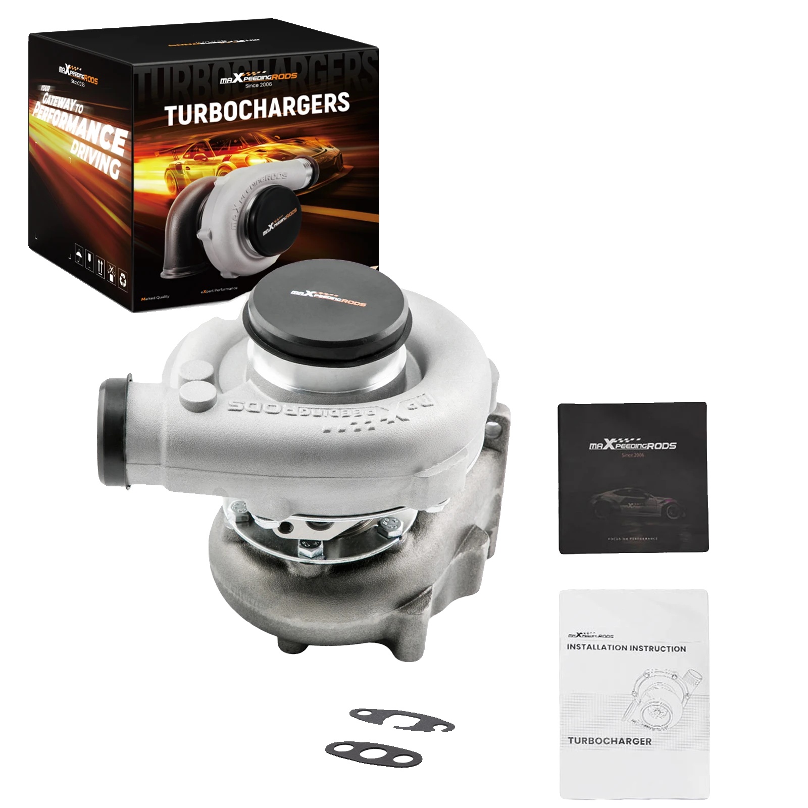 Turbolader, 400ps Leistungssteigerung, Ölgekühltes Design, Universelle Passform Für 1,5-2,5l Motoren, T3 T4 Flanschmuster, Kompakte Abmessungen 26cm X
