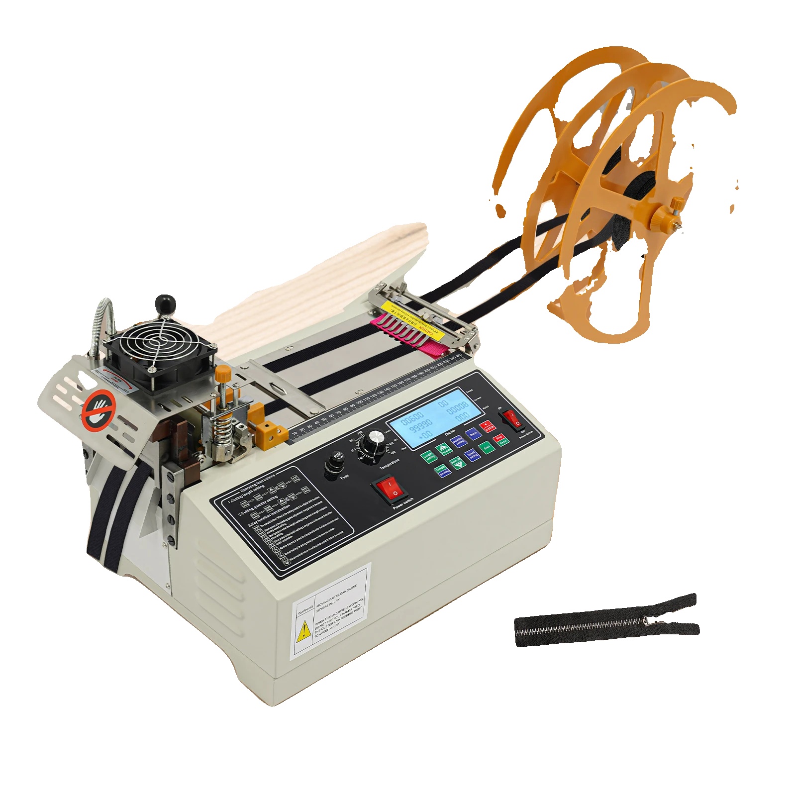 Gurtband-schneidemaschine, Schneidgeschwindigkeit 110 Stück/min, Leistungsaufnahme 400w, Präzision ±0,1mm, Langlebiges Material Stahl & Gummi, Gewicht