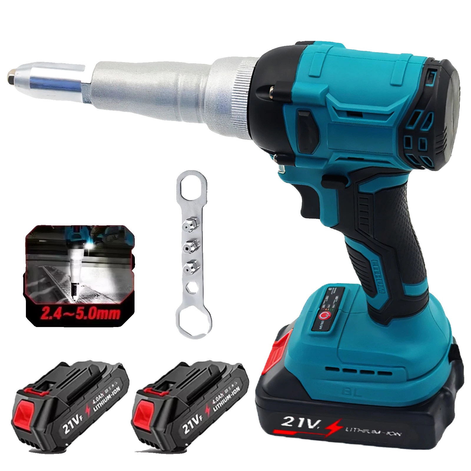 Nietenpistole, Automatisch, Akku, 2 Batterien Set