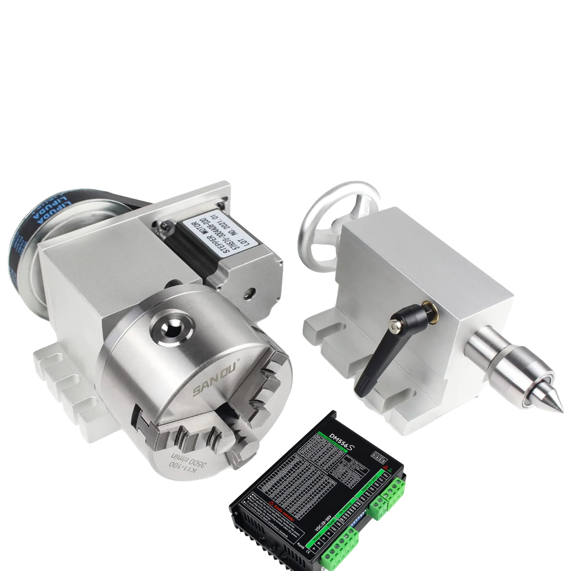 4. Achse Rotationsachse, Nema23 Schrittmotor, 4-futter, 3 Backen K11-100 & Treiber