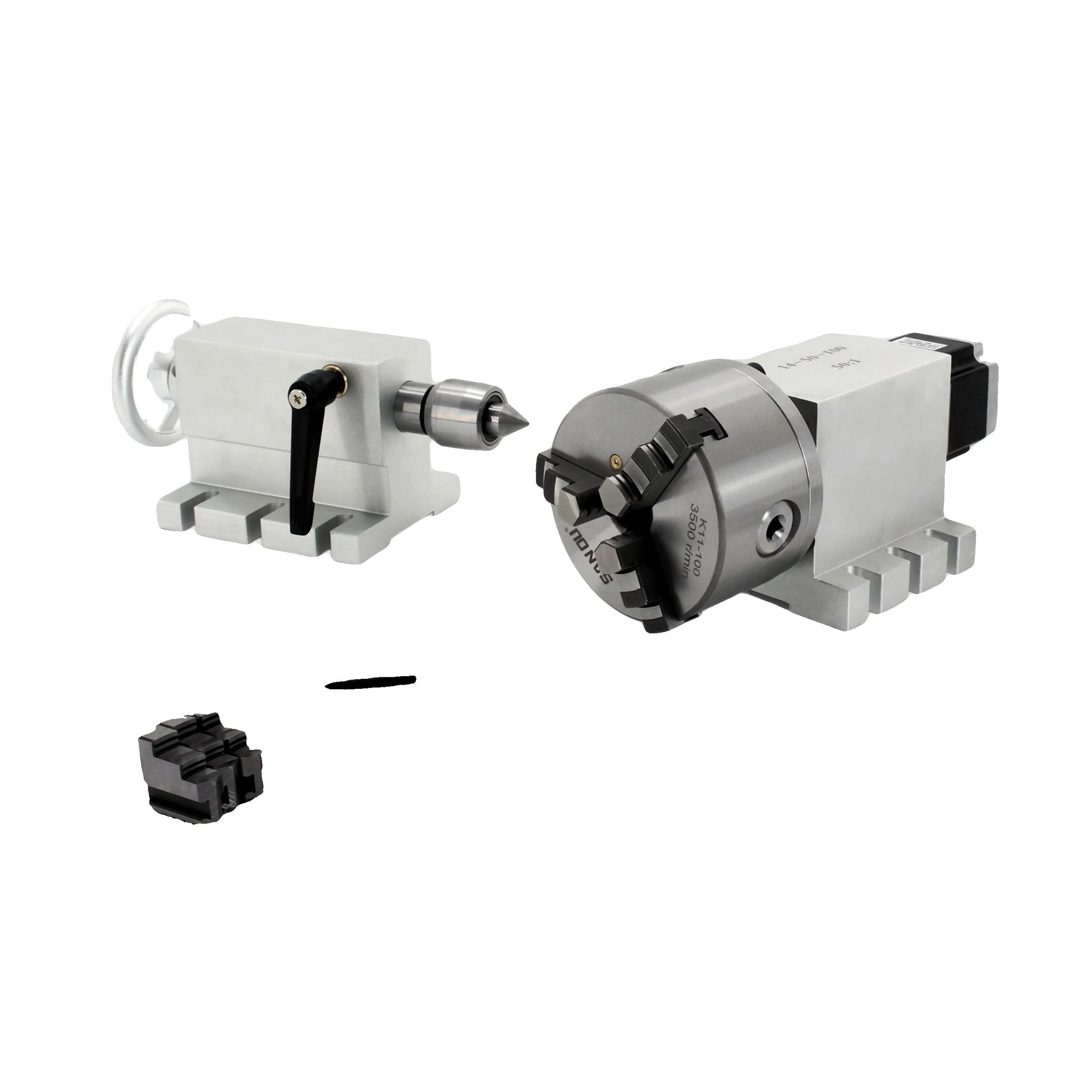 Vierter Achsenrotator, 50:1 Übersetzung, 4-futter Spannzange, 3jaw K11-100mm