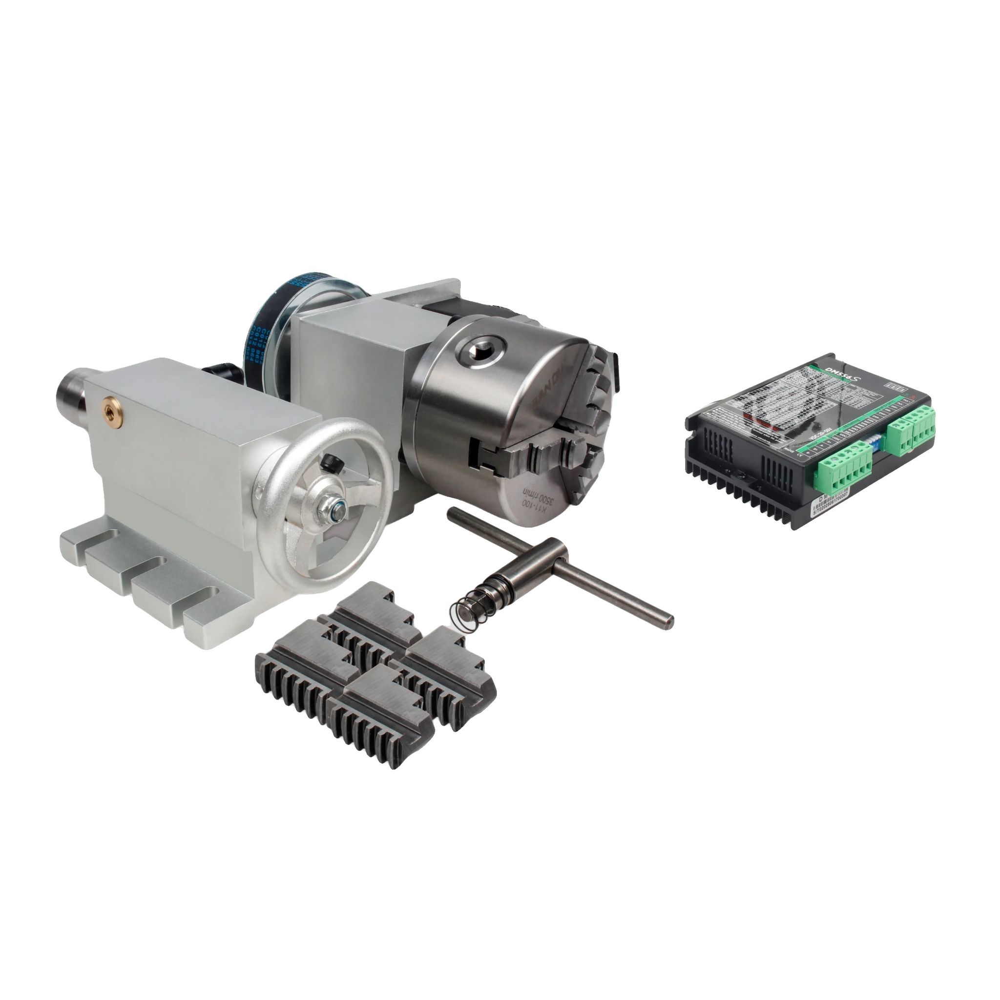 Rotary-achse, 4-backen-design, Leistungsstarker Schrittmotor, 3 Backen K11-100 & Treiber & Leistung