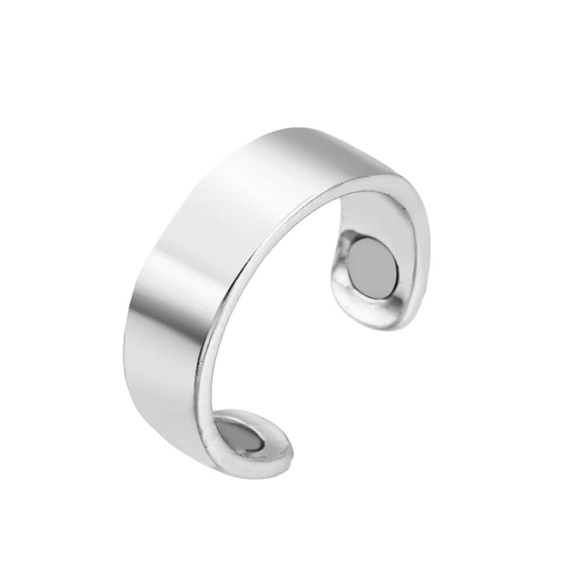 Anti-schnarch-ring, Verstellbare Passform, Magnettherapie, 2 Magnet Silber