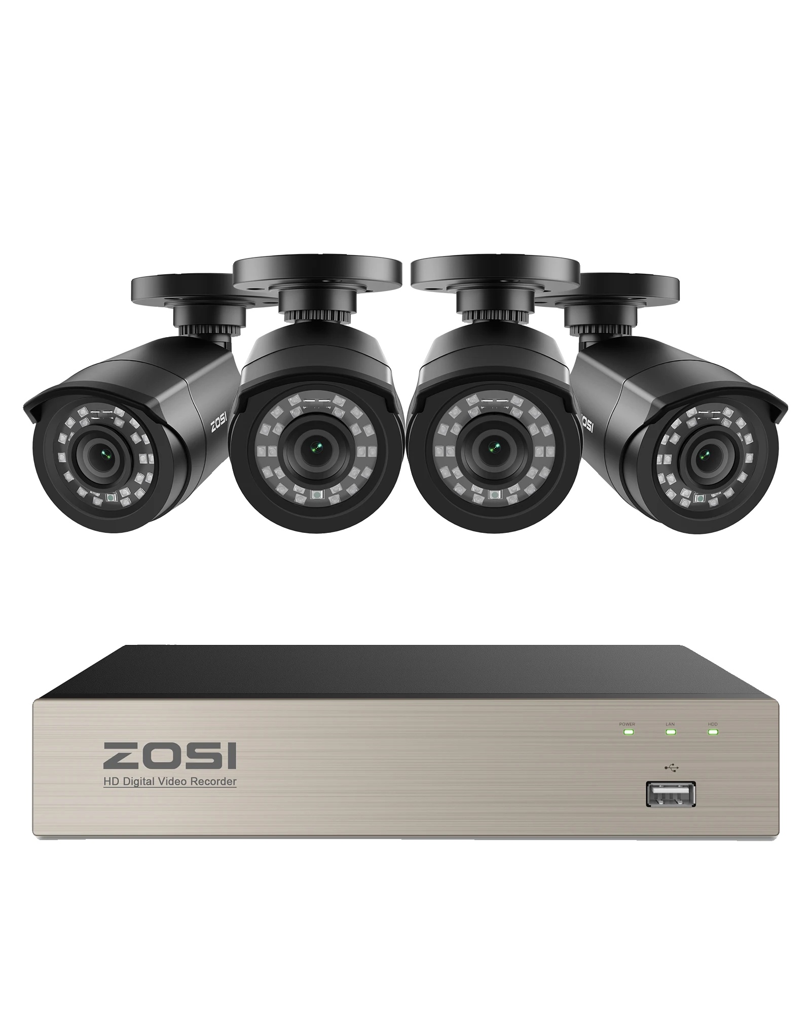 Sicherheitskamerasystem, 1080p Auflösung, Nachtsicht Bis Zu 80 Fuß, 8ch Dvr 4 Kameras-a, Keine-a
