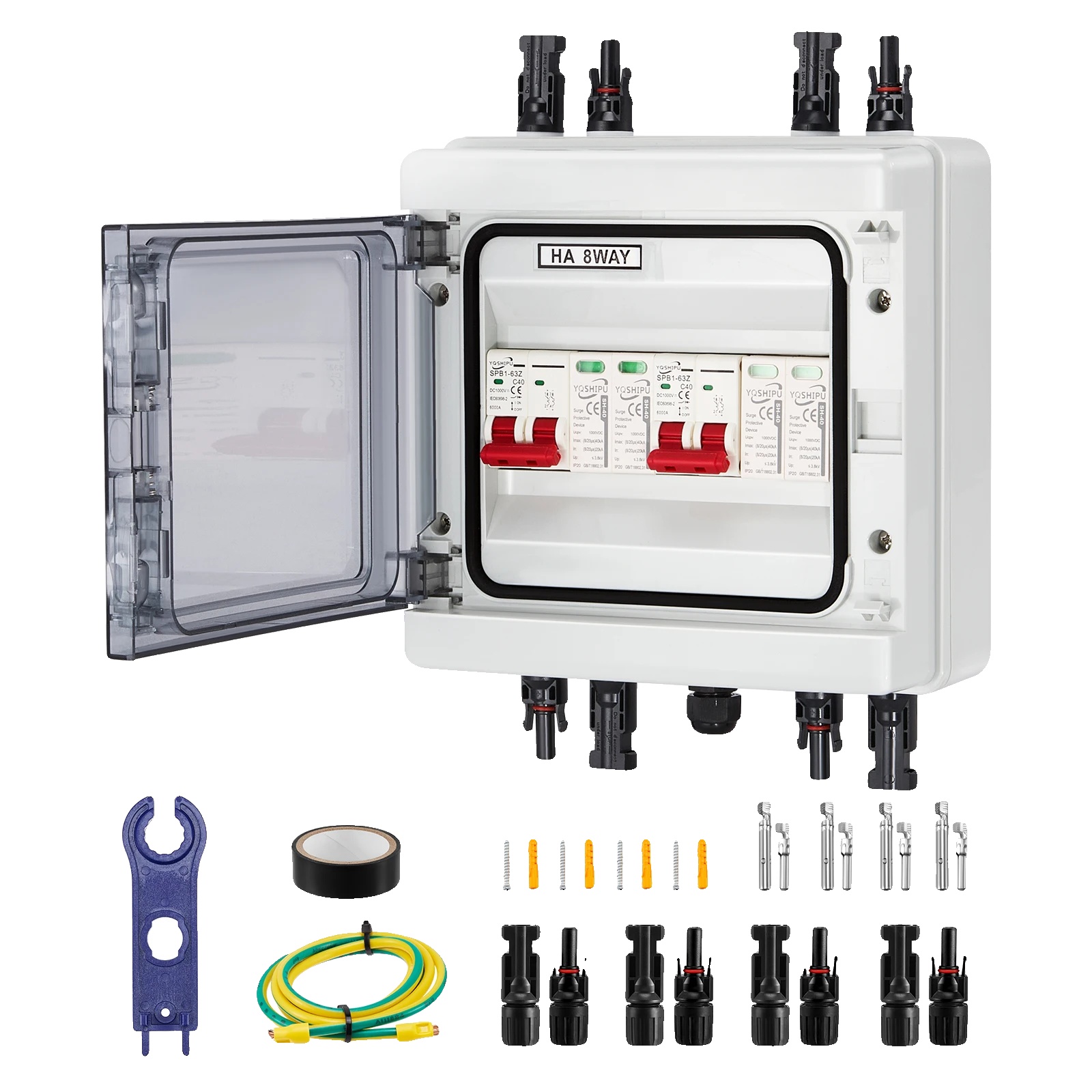 Solar Combiner Box, Ip65 Wasserdicht, Überspannungsschutz, 2 Eingänge 2 Ausgänge
