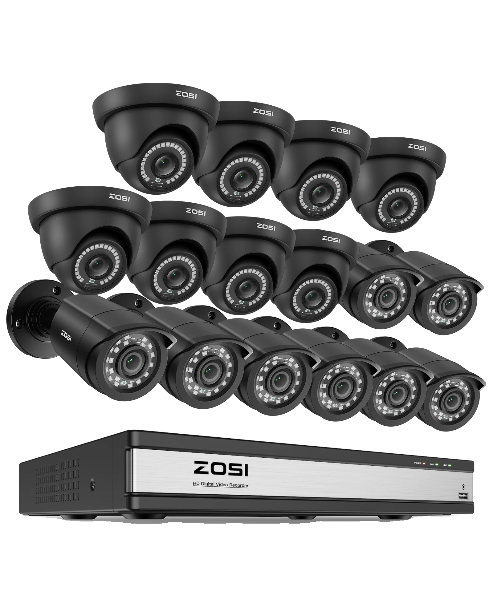 Cctv-sicherheitskamerasystem, 1080p Auflösung, 16 Kanäle, 16ch Dvr X 16 Kameras, Keine