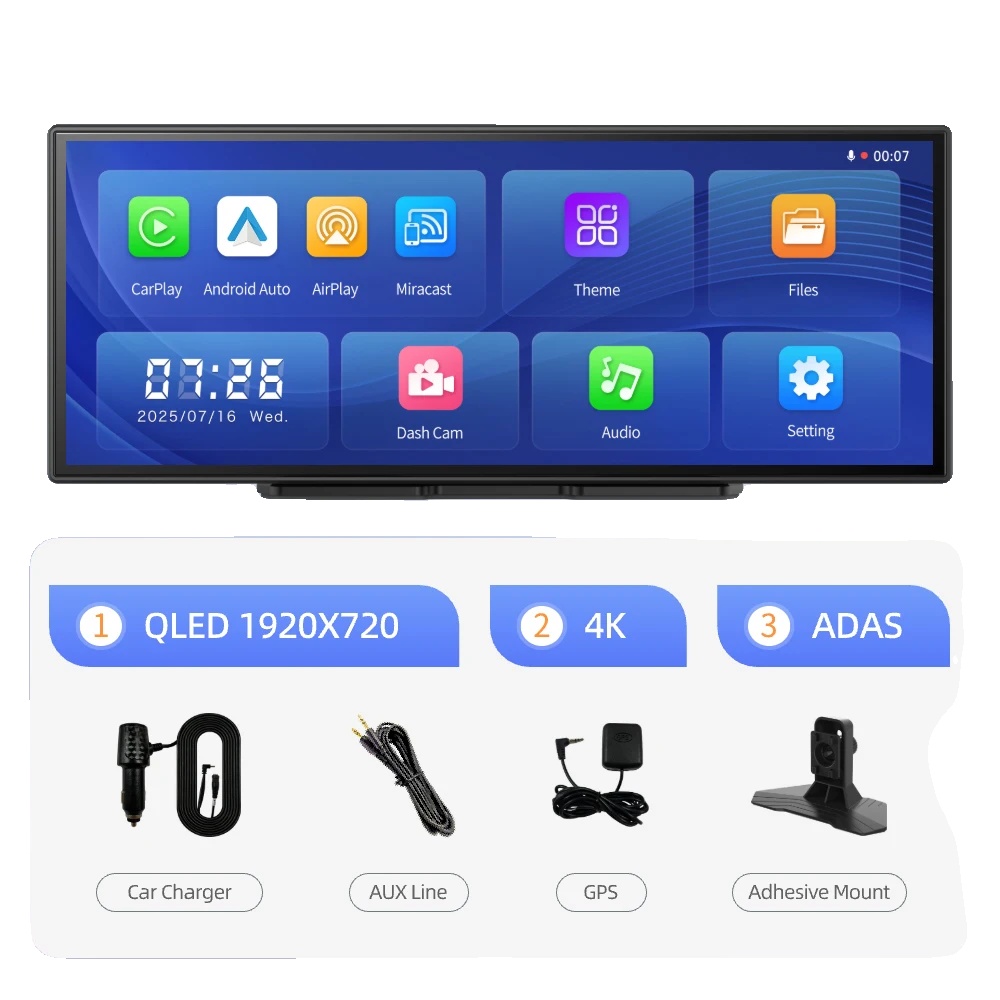 Auto Dvr, 4k Aufnahme, Drahtlose Konnektivität, Mit 6m Rückkamera-a, Keine Tf-karte