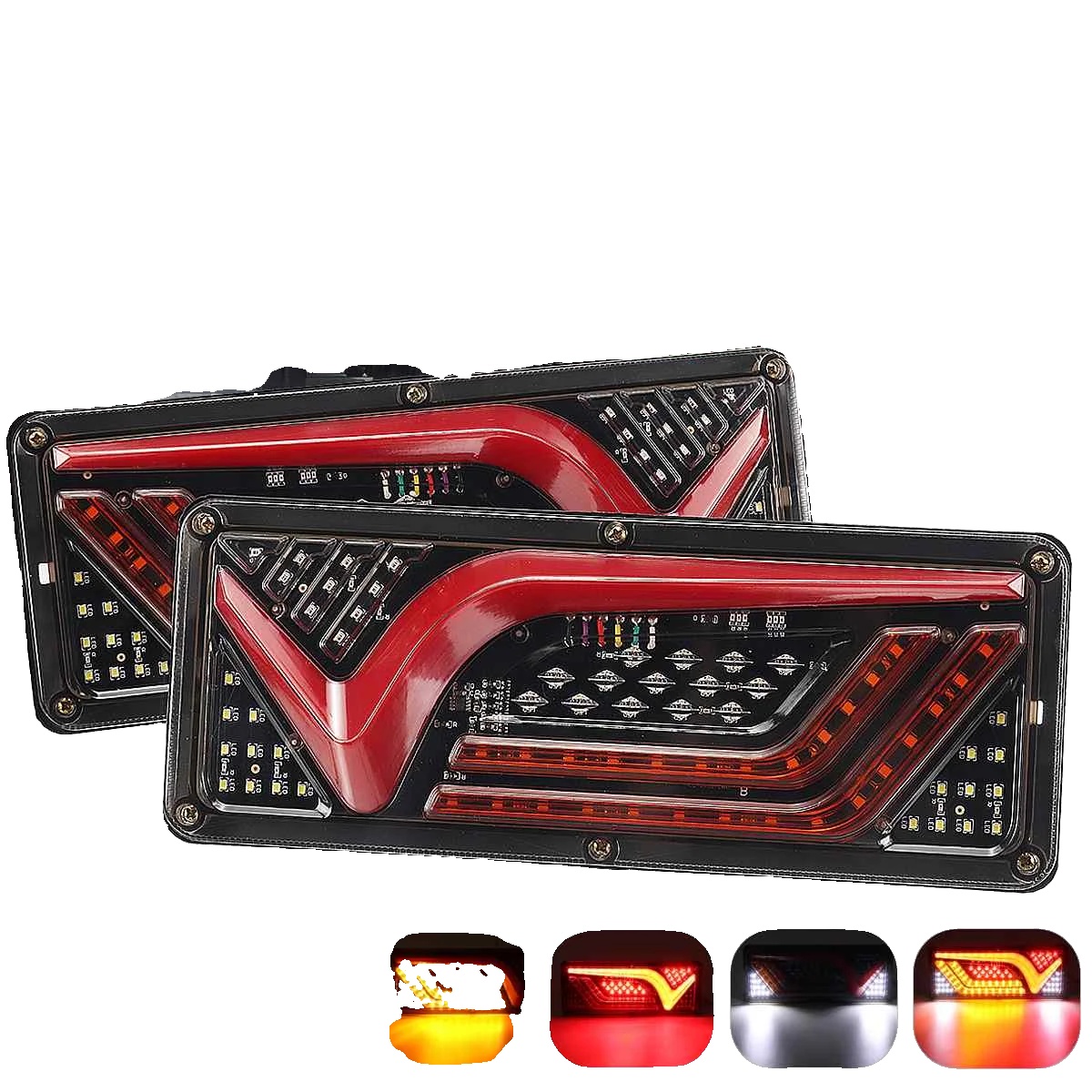 Led-rücklicht, 24v, 67 Leds, 32,5cm X 13cm X 1,7cm, Funktionen: Rücklicht/bremslicht/blinker/rückwärtsgang, Wasserdicht