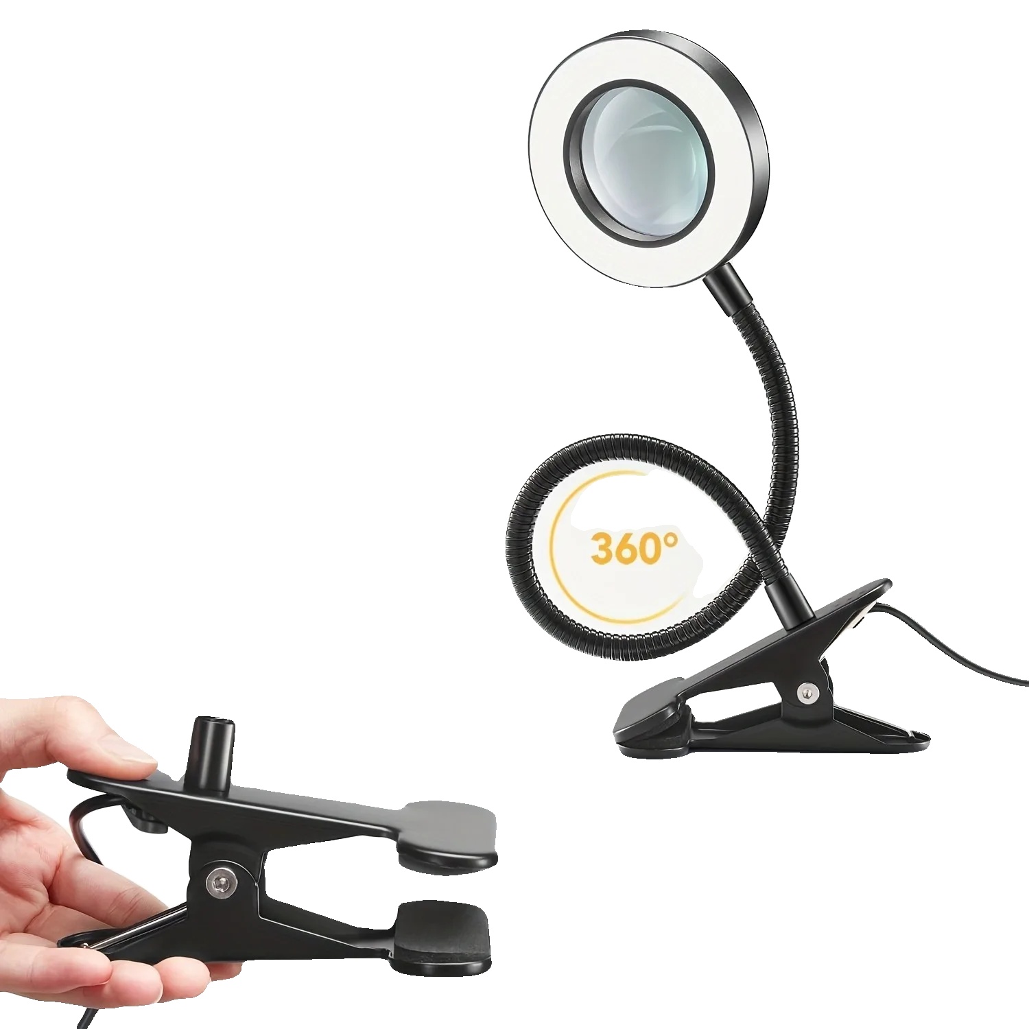 Vergrößerungsglas, 10-fache Vergrößerung, Flexibles Schwanenhals-design, 10 Helligkeitsstufen, 3 Farbmodi, Usb-betrieben