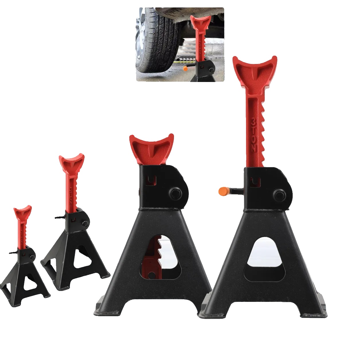 Achsständer, 3 Tonnen Tragfähigkeit, Höhenverstellbar 275mm-415mm, Robustes Eisenmaterial, Große Basis Für Stabilität, Geeignet Für
