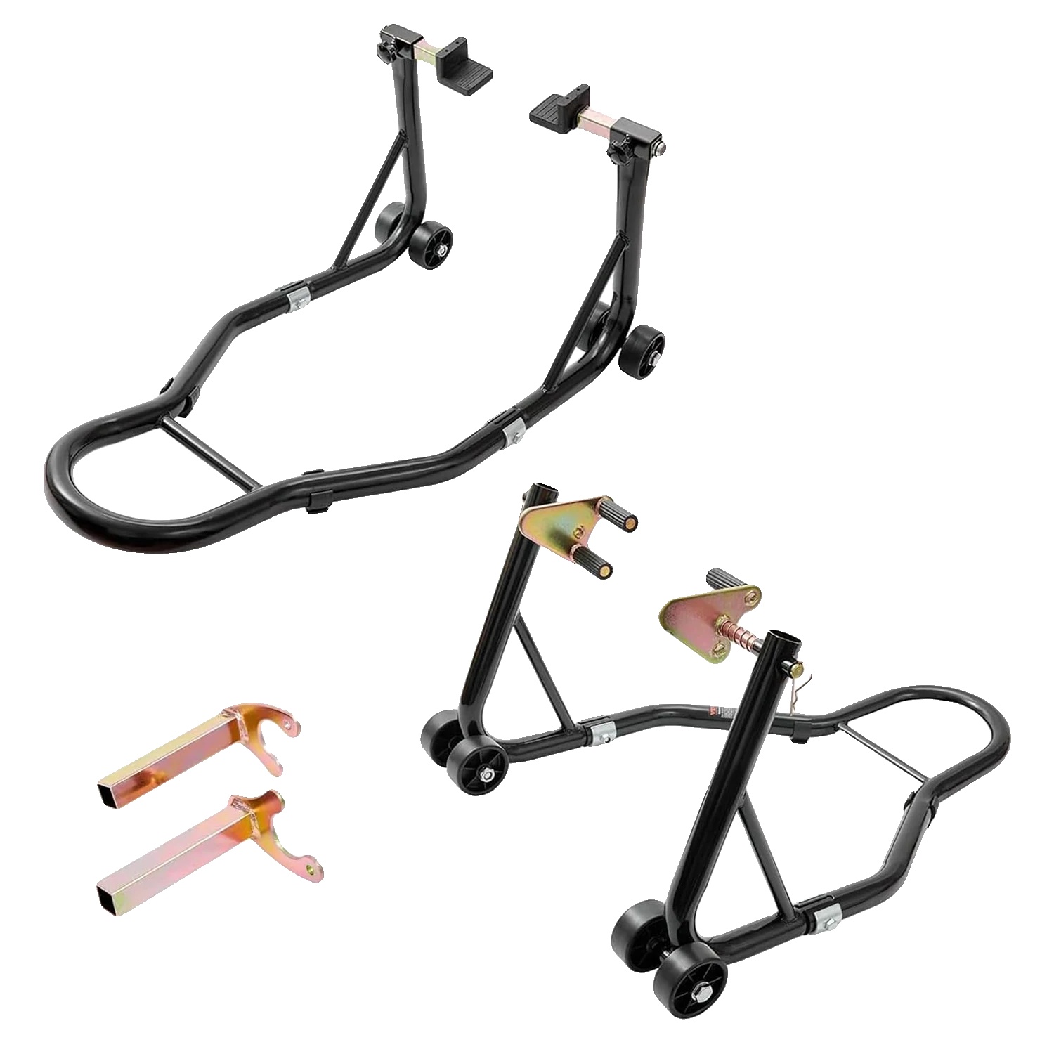 Motorradständer, Schwerlaststahl, Verstellbare Gabelköpfe, Schwarz