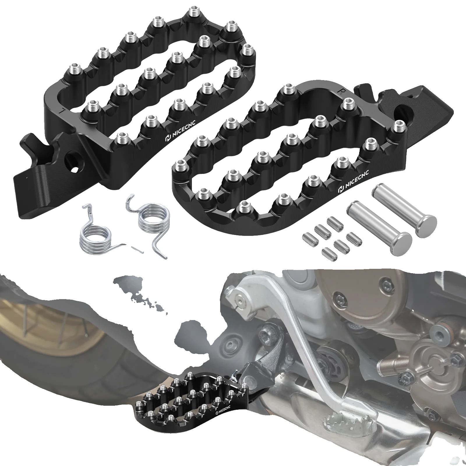 Fußrasten, Aluminiumkonstruktion, Rutschfestes Design, Schwarz