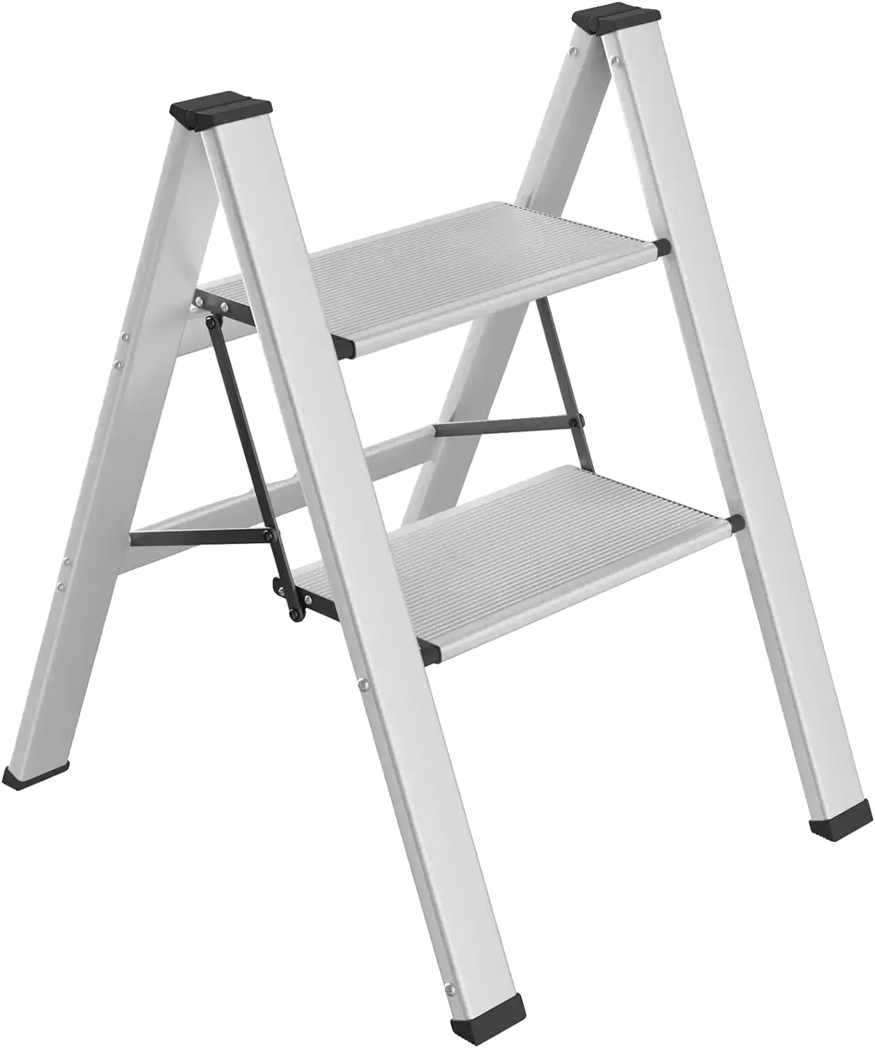 Trittleiter, Leichtgewichtig, Rutschfestes Design, Silber 2-stufen-leiter