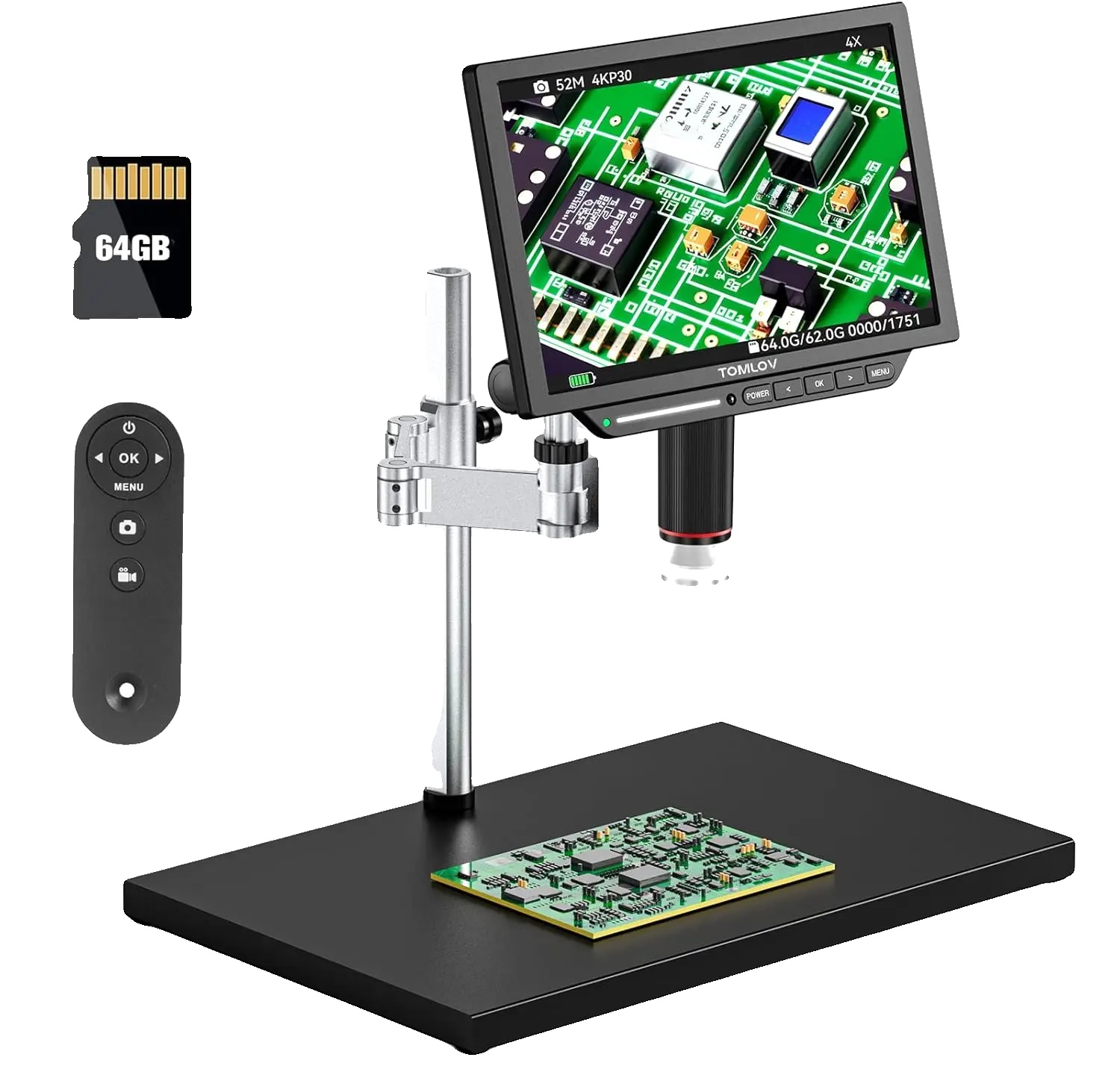Digitalmikroskop, 10,1 Zoll Display, 4k Uhd Videoausgang, Vergrößerung 2000x, 52mp Bildauflösung, Unterstützt Hdmi Und Usb