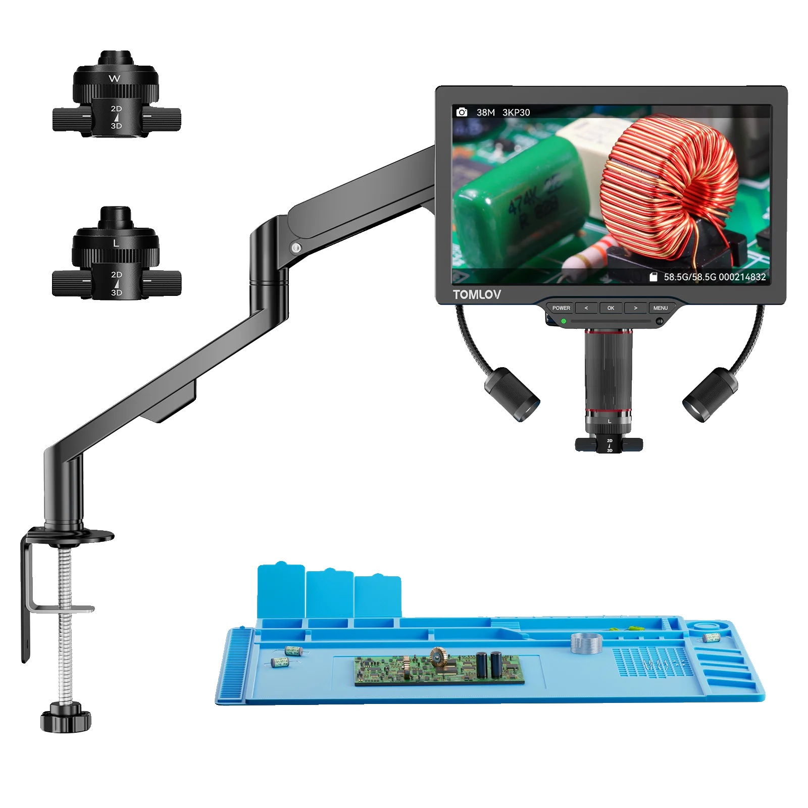 Digitalmikroskop, 7 Zoll Display, 1500x - 3000x Vergrößerung, Hdmi Videoausgang, Ce-zertifiziert, 3d-bildgebung