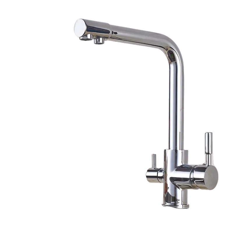 Küchenarmatur, Doppelgriff, Wasserfilter Für Reines Wasser, Chrom