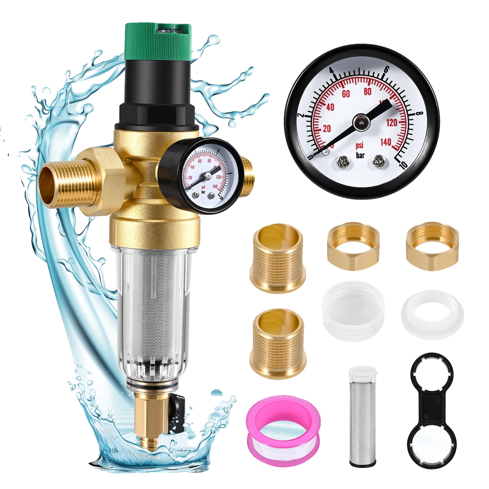 Wasser Druckregler, Langlebiger Messingkörper, Leicht Zu Reinigen, 01
