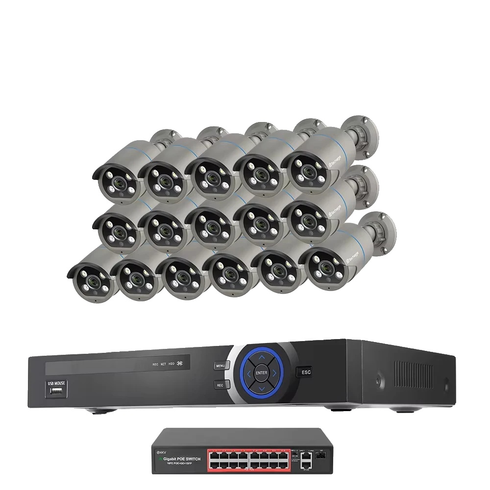 Kamerasystem, 4mp Auflösung, Zwei-wege-audio, 36ch Nvr 16 Kameras, Keine