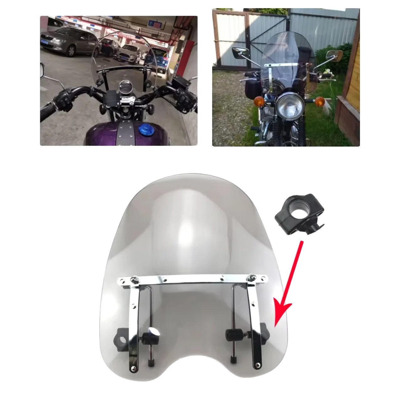 Motorrad-windschutzscheibe, Einfache Installation, Universelle Passform, 17 Zoll Rauch