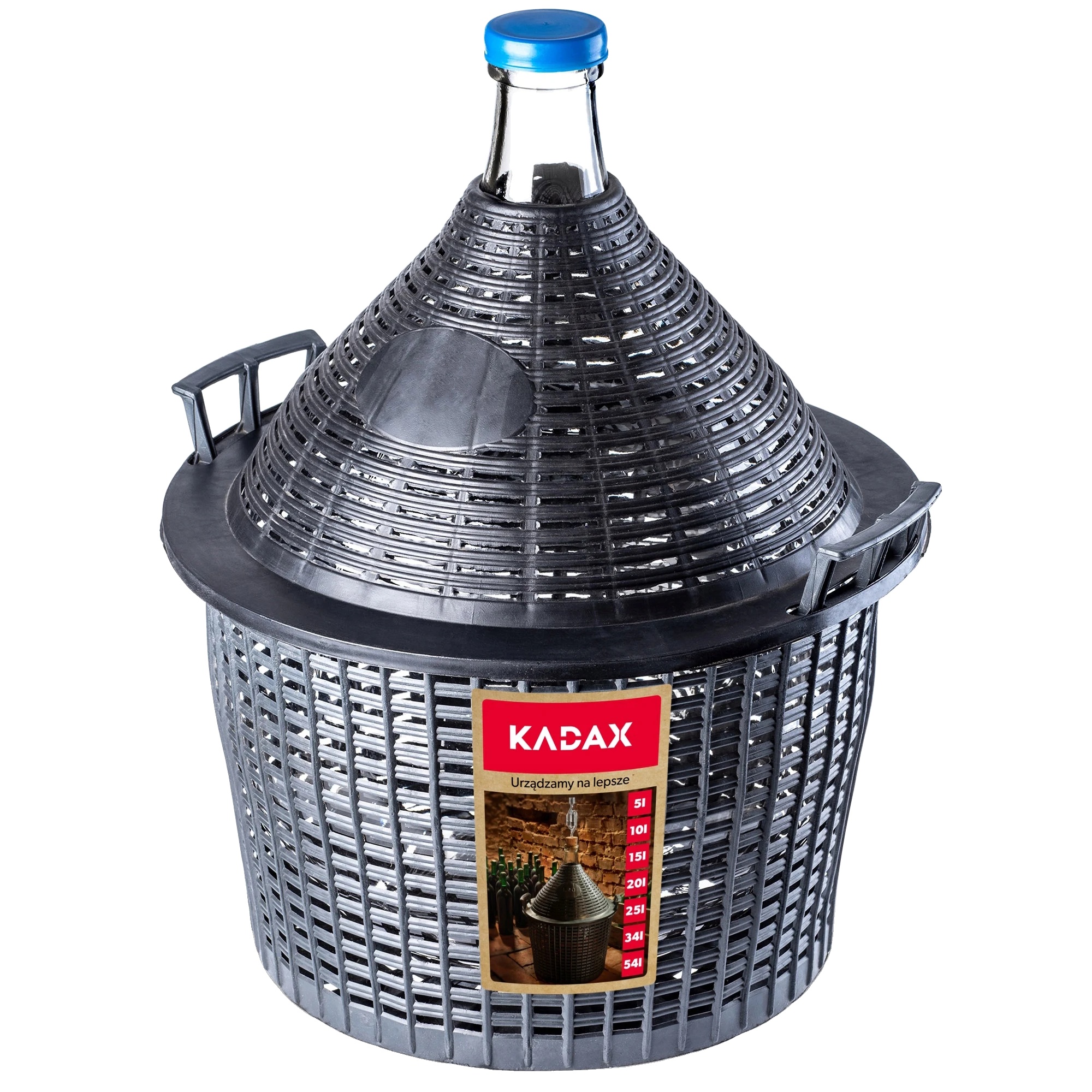 Glasfermentationsflasche, 34 Liter Kapazität, 76 Cm Höhe, 30 Cm Durchmesser, Abnehmbarer Kunststoffmantel, Geeignet Für Wein Und Tinkturen