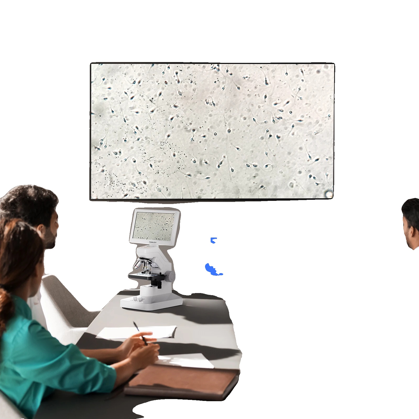 Biologisches Mikroskop, 7-zoll Ips-display, 500x Bis 1200x Vergrößerung, Ce-zertifiziert, Doppellagige Präzisionsbühne, 8mp Kamera