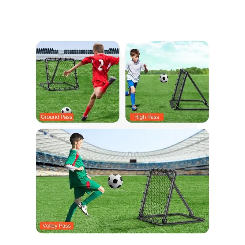 Fußball Rückprallnetz, 34" X 34", Eisenrohrkonstruktion, Vollständig Verstellbarer Winkel, Geeignet Für Trainingseinheiten, Tragbares Design