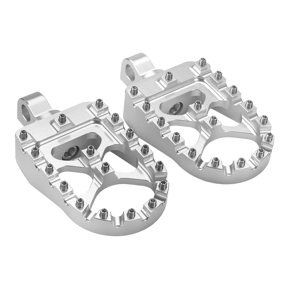 Motorrad Fußrasten, 360° Drehbar, Rutschfestes Design, Silber