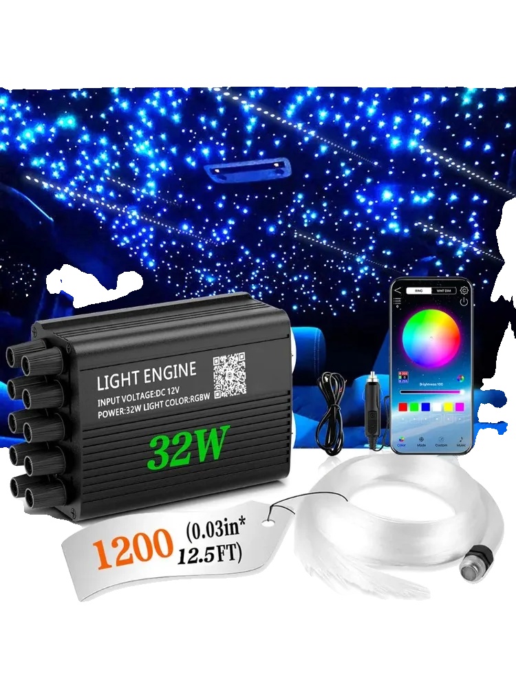 Faseroptische Auto-deckenlichter, Rgbw-modi, Bluetooth-steuerung, Meteor-a, 4m Glasfaserkabel