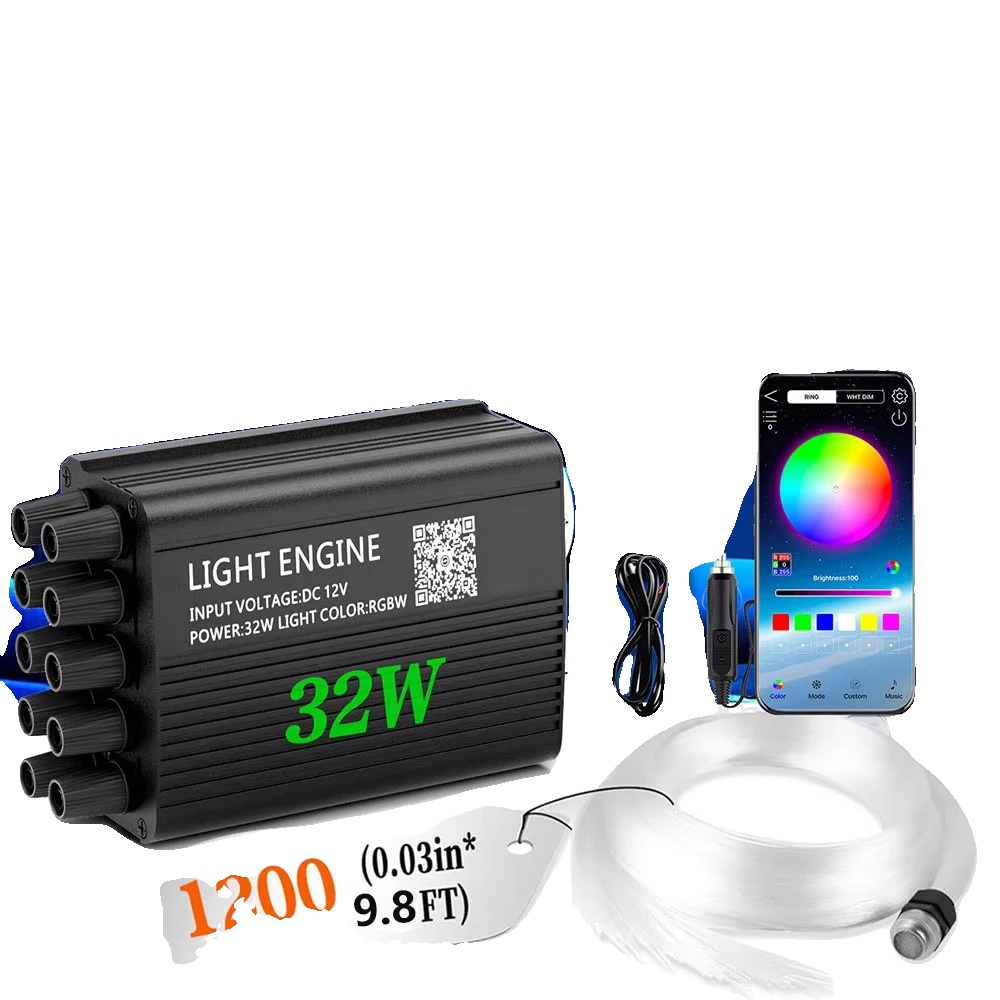 Faseroptische Auto-deckenlichter, Rgbw-modi, Bluetooth-steuerung, Meteor, 3m Glasfaserkabel