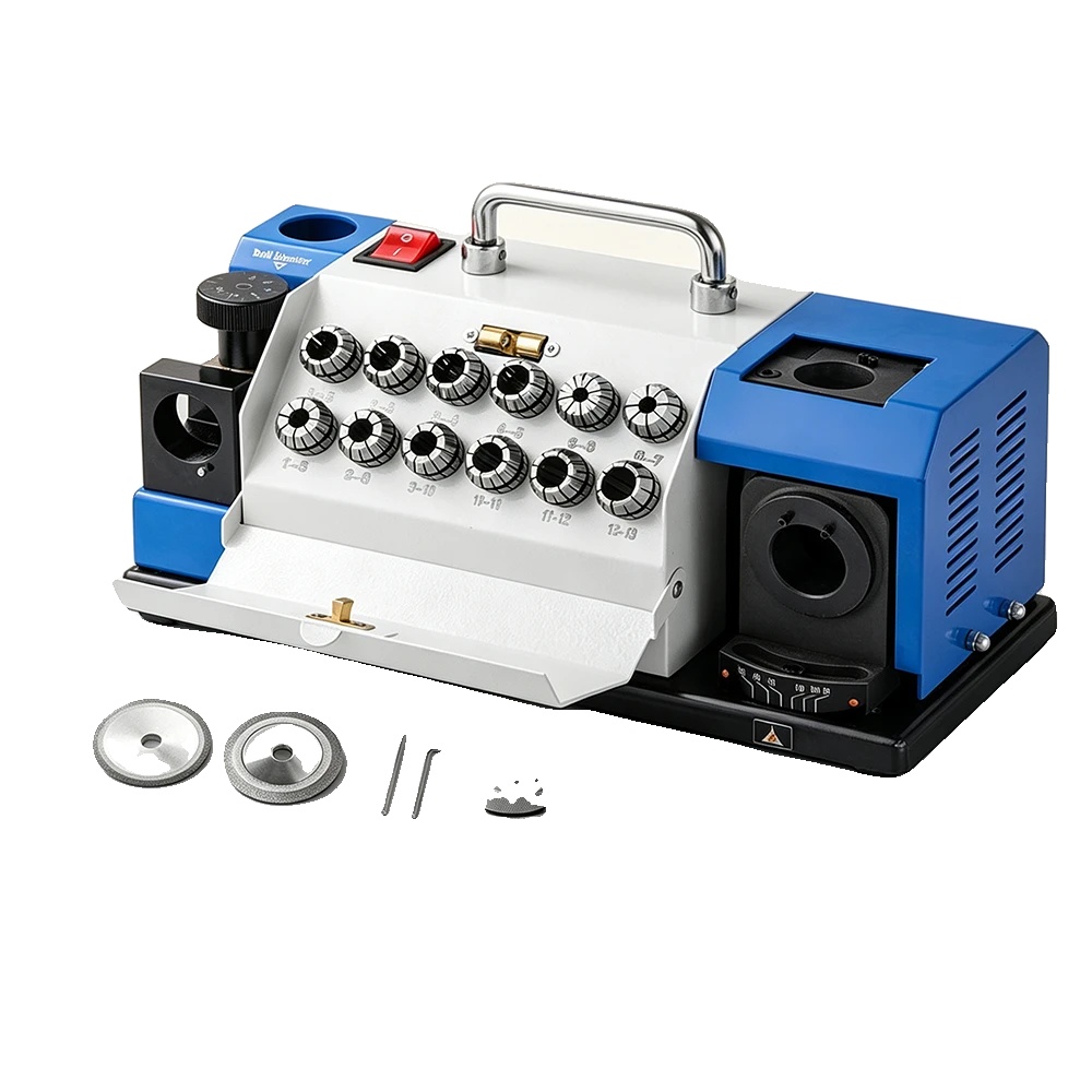 Bohrer-schleifmaschine, Schleifbereich Φ2 - Φ13 Mm, Stromversorgung 220v, Drehzahl 5300 U/min, Schleifwinkel 90° - 145°, Doppelte Schleifscheiben
