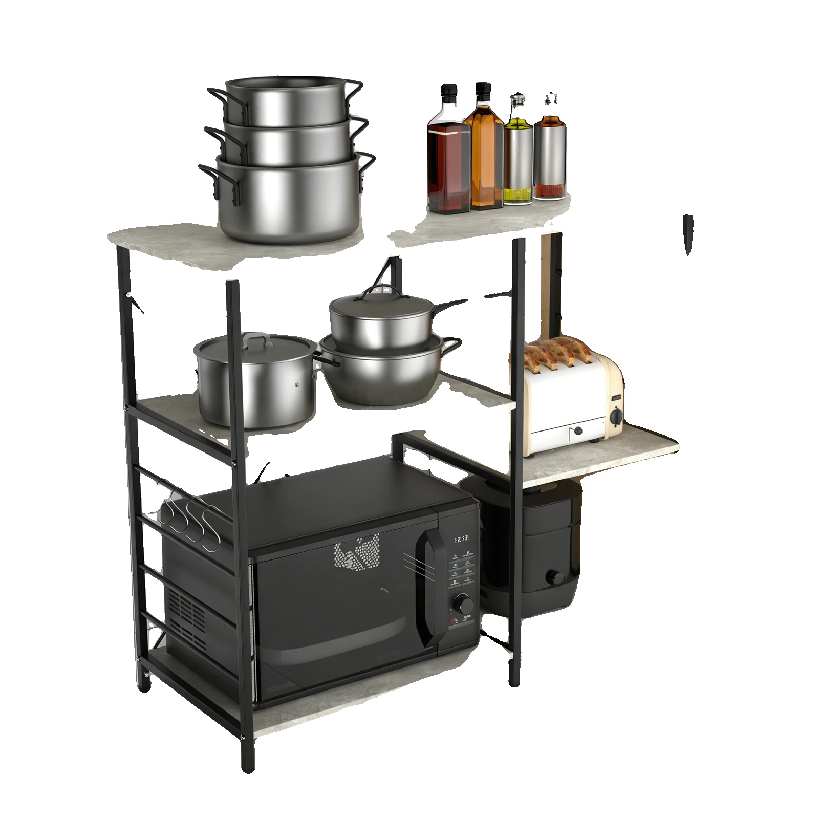 Kücheregale, Mehrstufiges Design, Robuster Metallrahmen, 3