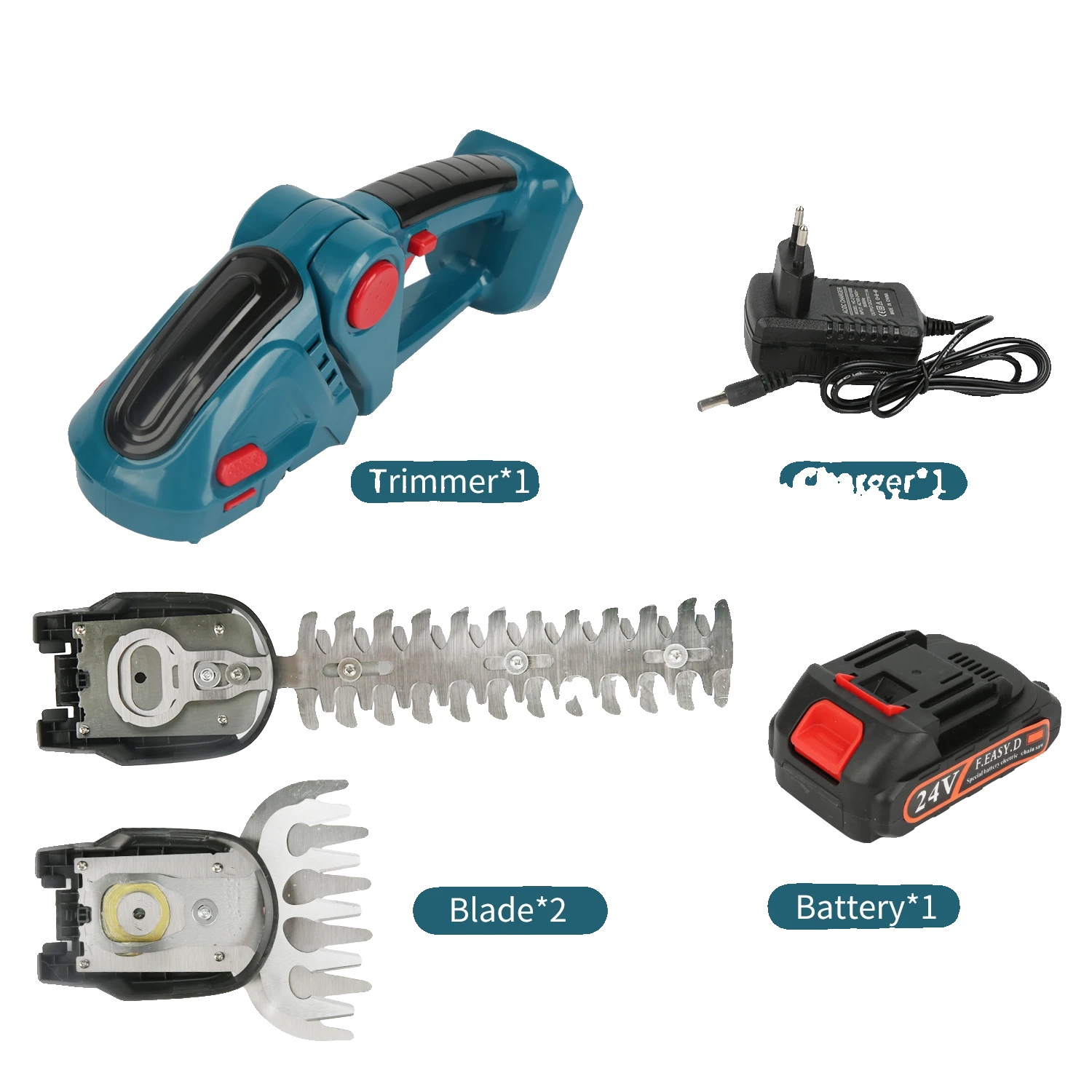 Elektrischer Heckenschneider, 2-in-1-funktionalität, Leichtes Design, Blaue 1 Batterie