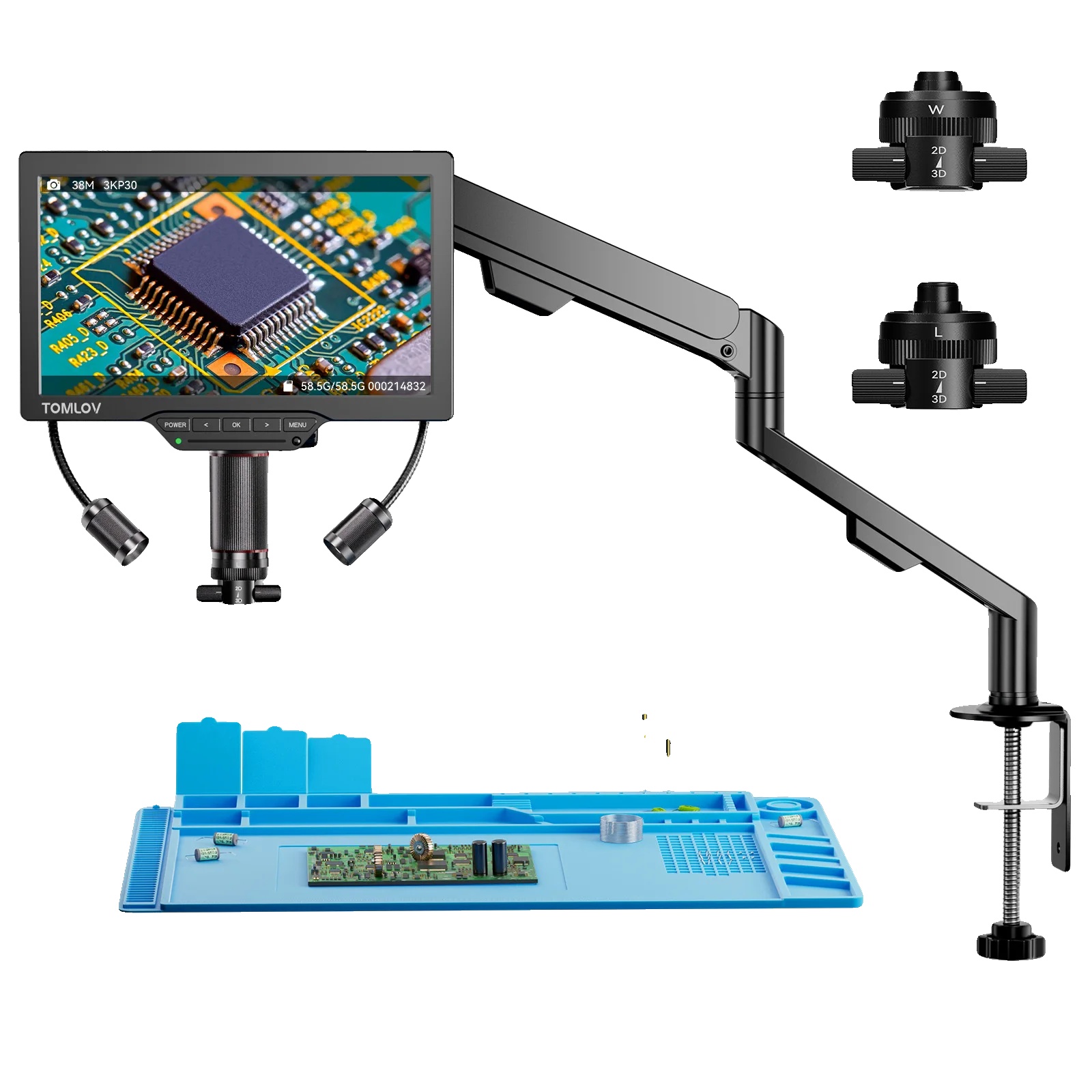 Digitalmikroskop, 1500x - 3000x Vergrößerung, Hochauflösung, Aluminiumlegierung, Ce-zertifiziert, Batterie Enthalten