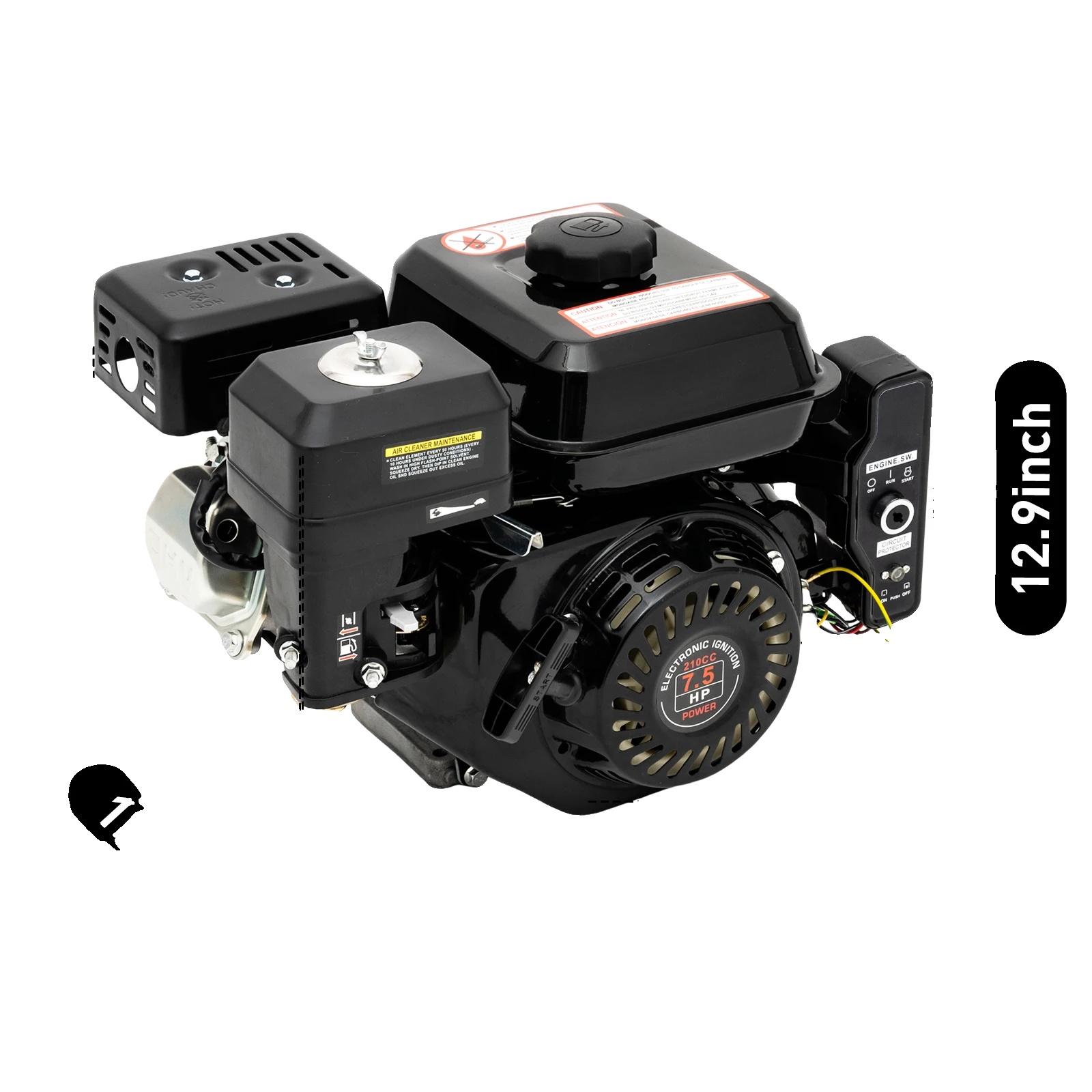 Gasmotor, 4-takt, Optionale Elektrische Startfunktion, Schwarz