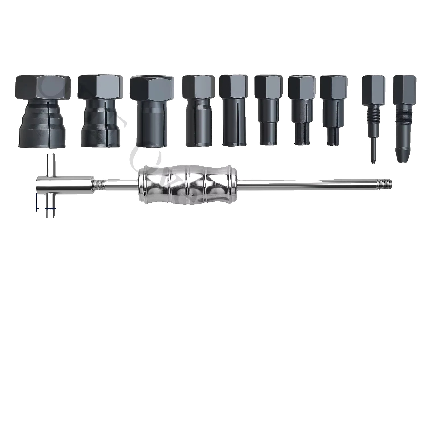 Innenlager-abzieher-set, Hammerlänge 105 Mm, Wellenlänge 360 Mm, 8 Spannzangen Enthalten, Spannzangenlänge 45 Mm, Material: Kohlenstoffstahl