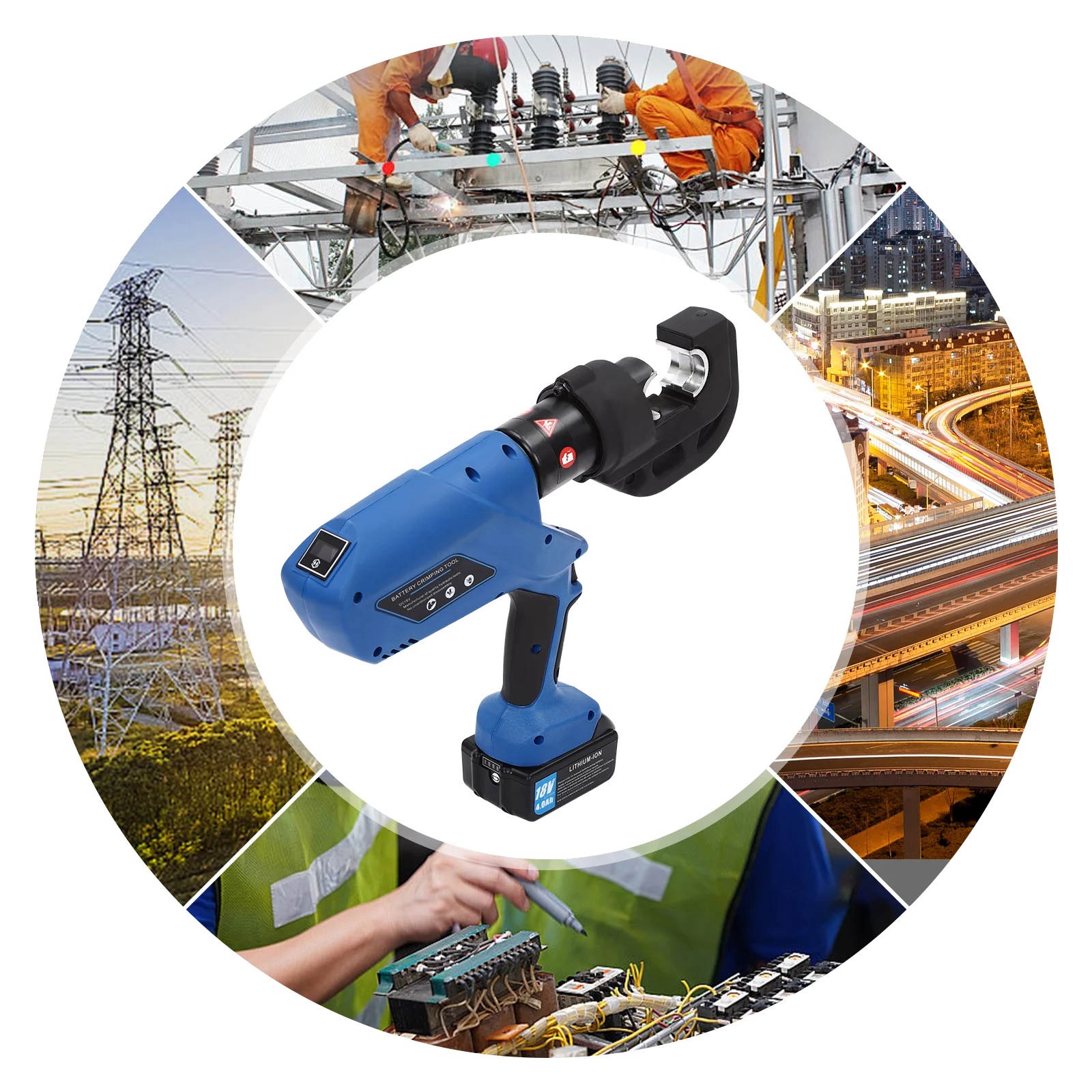 Akku-hydraulikzange, Crimpkraft 120kn, Crimpbereich 16-400 Mm², Spannung 18v, Hub 42 Mm, Ladezeit 2 Stunden
