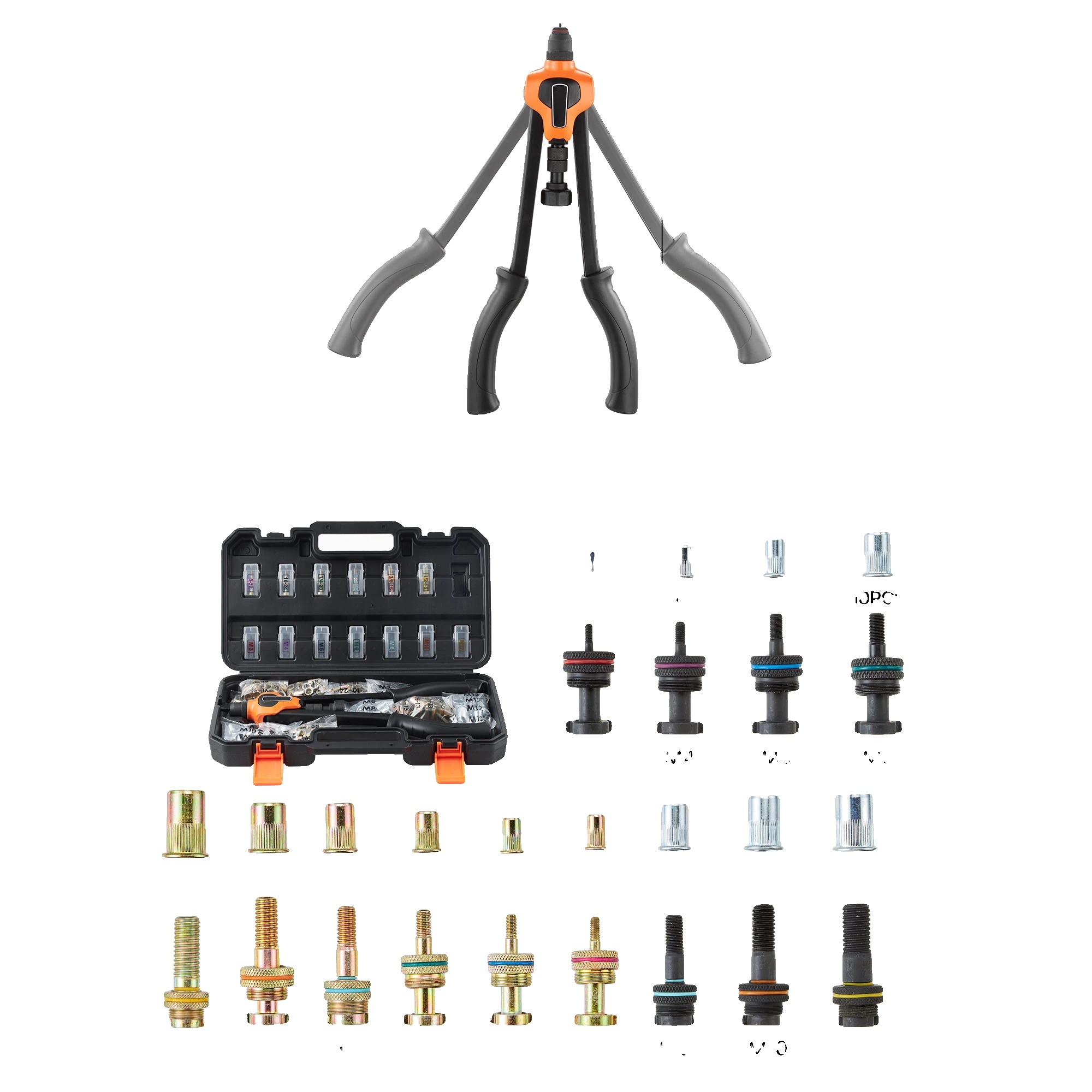 Rivetschraubenzangen-set, 7 Austauschbare Mandrels, Ergonomisches Design, 17in