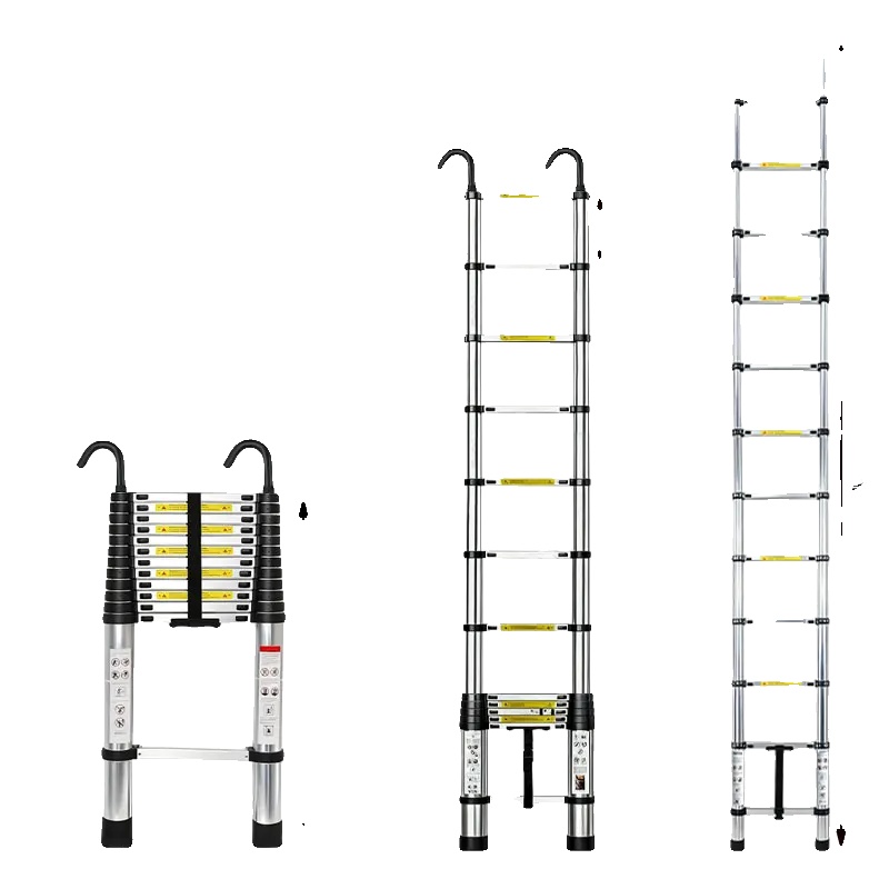 Teleskopleiter, Rutschfestes Design, Leichte Konstruktion, 5.1m Mit Haken