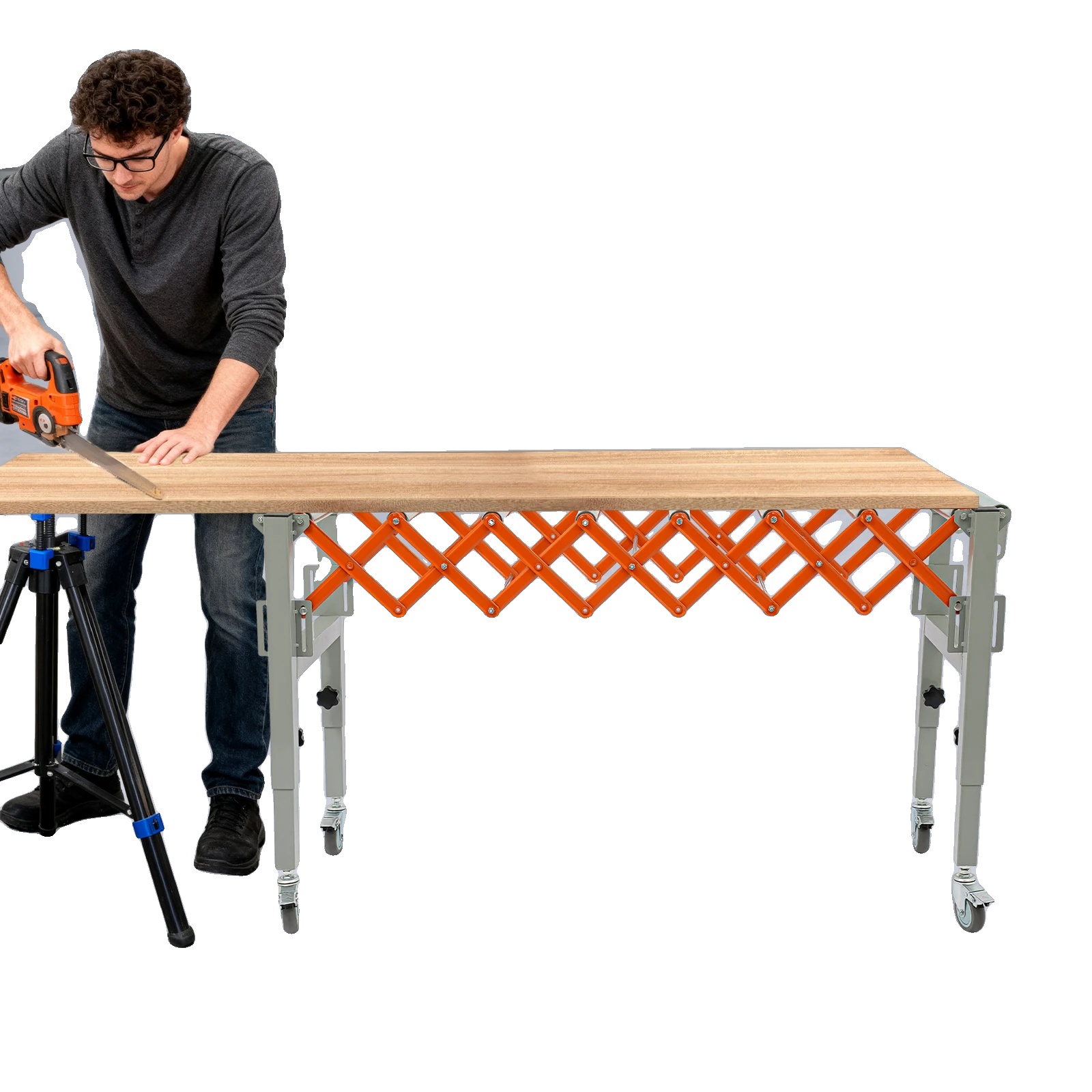 Förderrollen-tisch, Verstellbare Länge 46-130 Cm, Verstellbare Höhe 50-80 Cm, Tragfähigkeit 50 Kg, Abmessungen 1304480 Cm, Gewicht 16,34 Kg